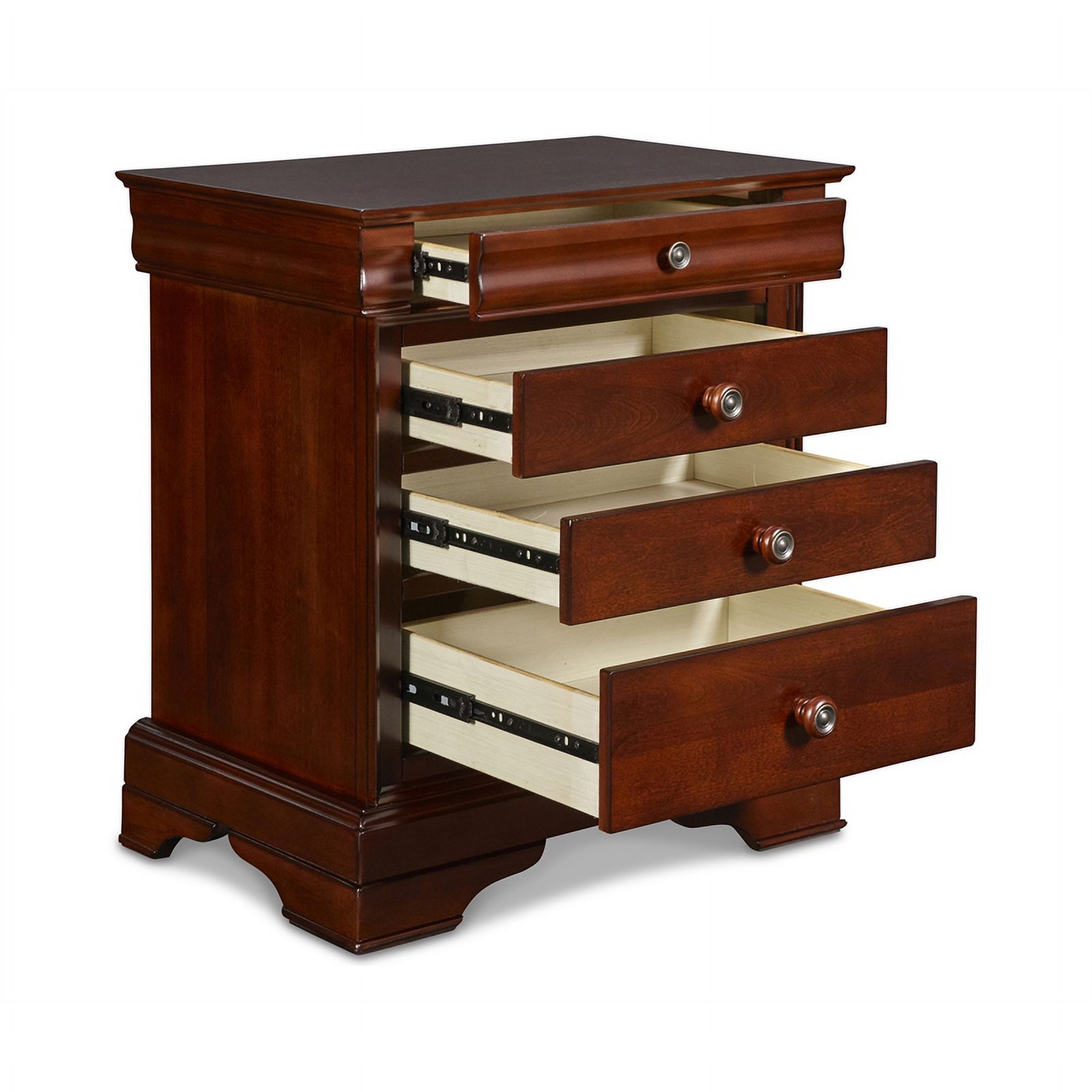 New Classic Versailles 4PC Wood Cal King Bedroom Set with Nightstand in Cherry