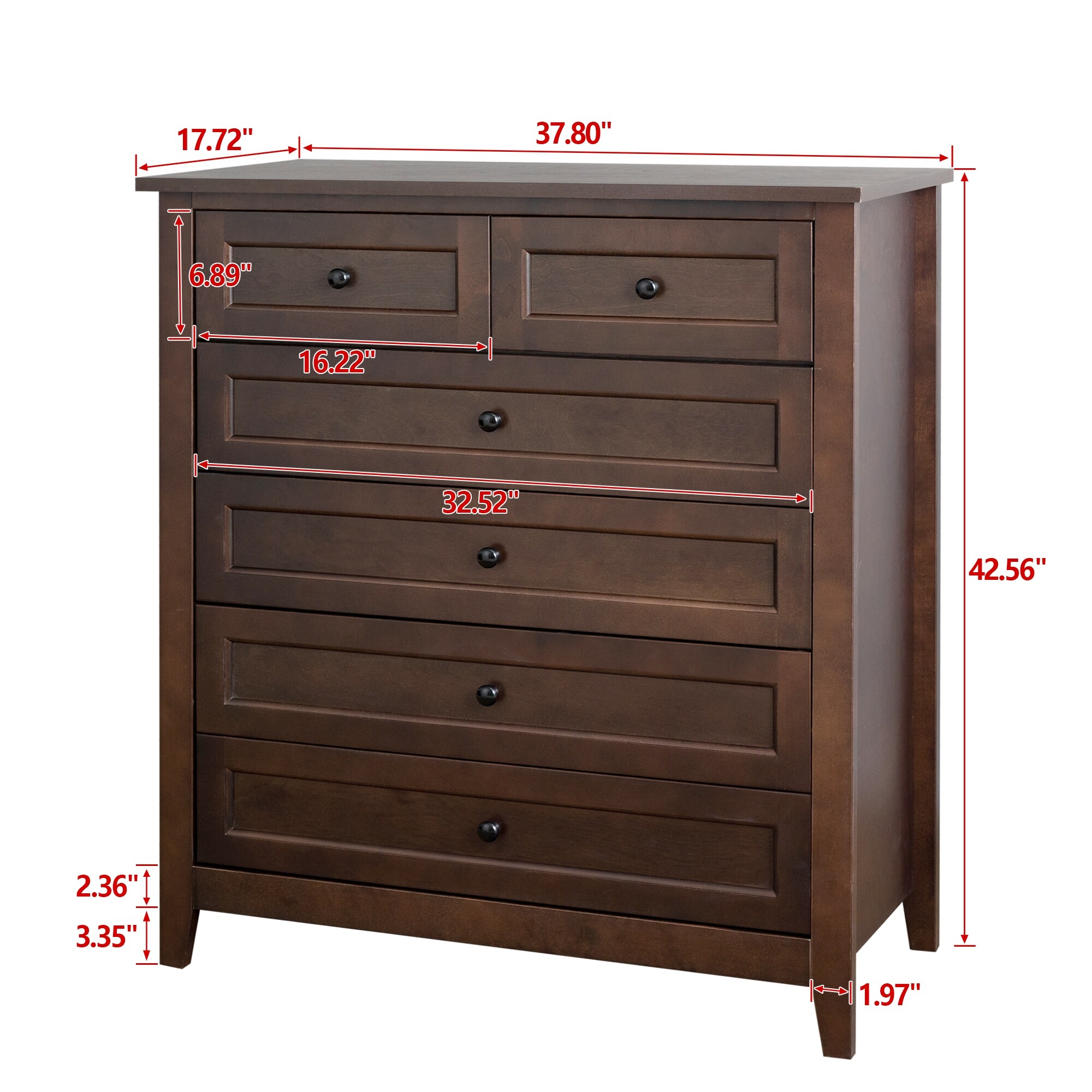 BESTCOSTY Retro 6-Drawer Dresser Cabinet