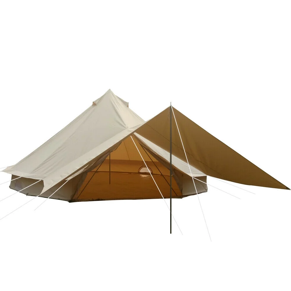 Unistrengh Bell Tent 5M Cotton Canvas Glamping Tent Yurts Waterproof Family Front Canopy Awning For 5M Tents