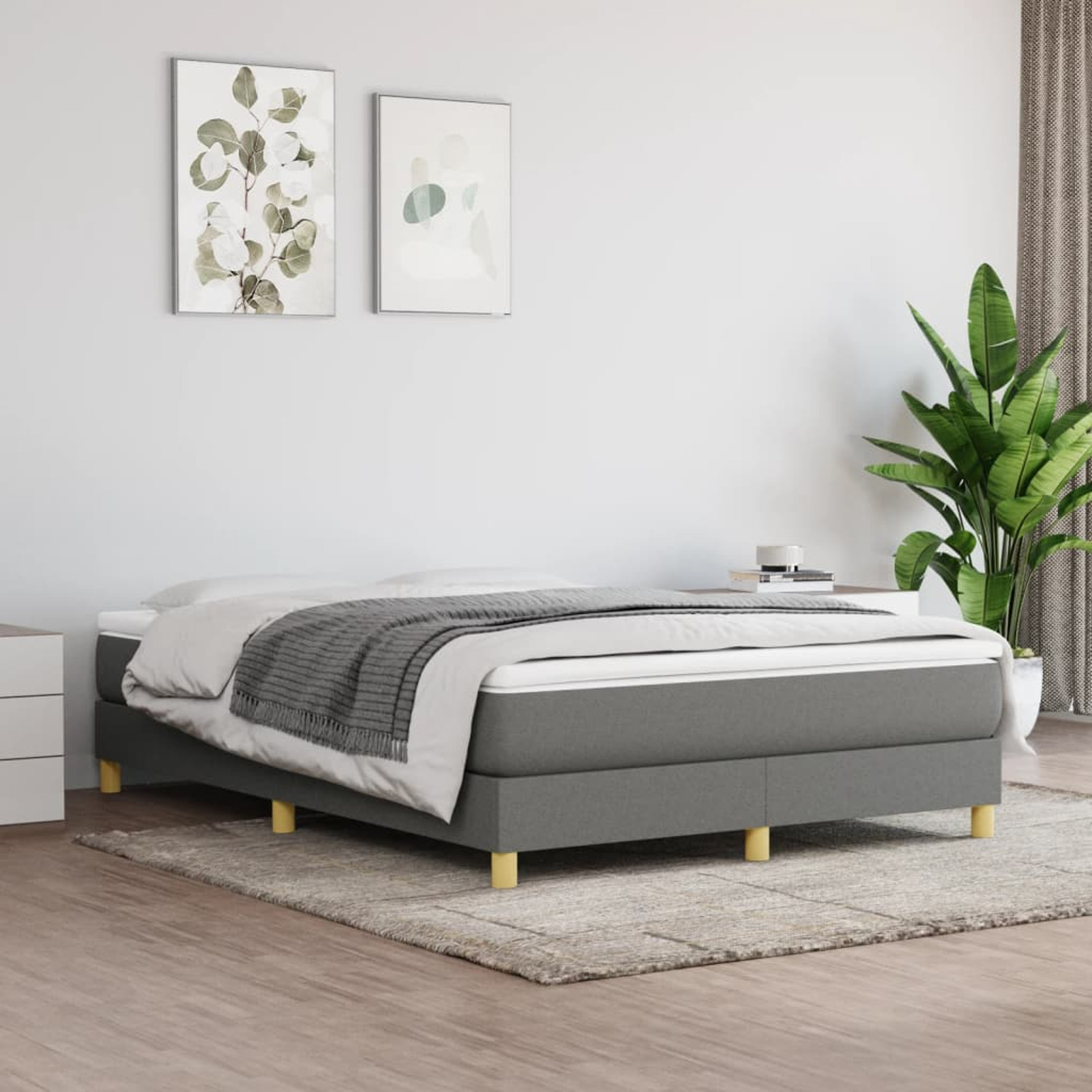 moobody Box Spring Full Size Bed Frame with Wooden Slat Support 76 x 53.9 x 9.8 Inch Fabric Platform Bed Frame Suitable for Mattress Size 53.9 x 74.8 Inches (W x L)