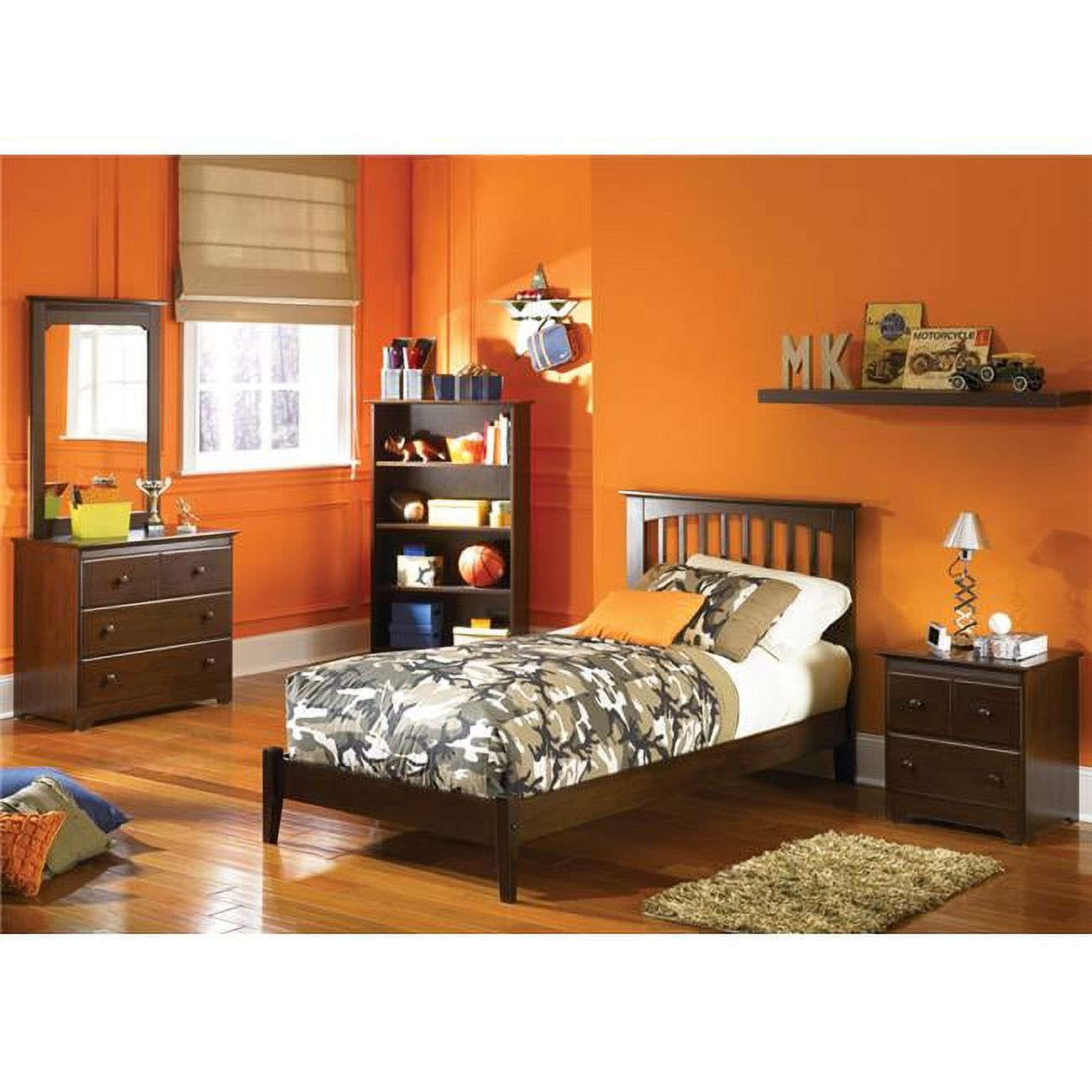 Atlantic Furniture AP9021004 Brooklyn Open Foot Bed - Antique Walnut, Twin Size