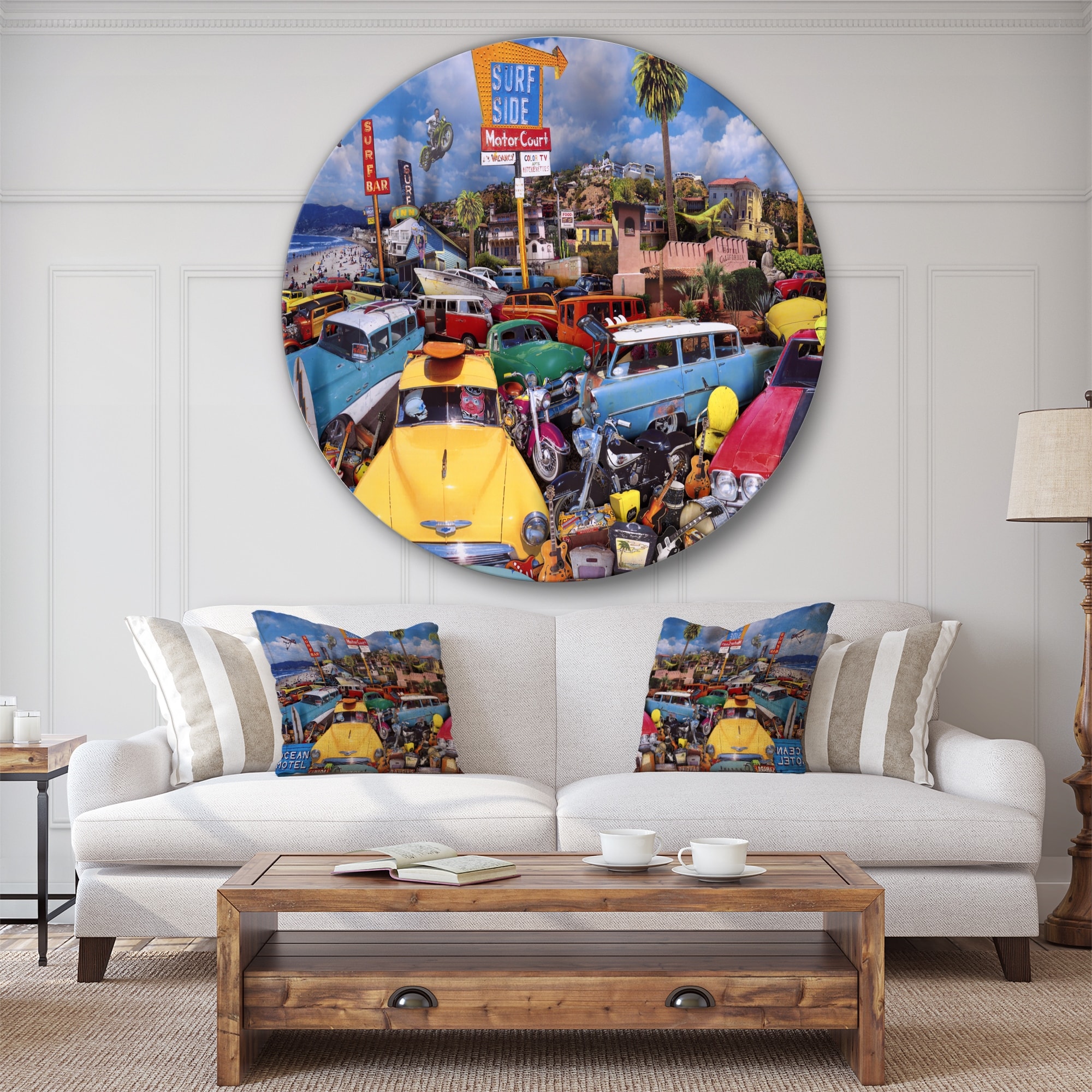 DESIGN ART Designart 'Malibu Surf Bar' Modern & Contemporary Metal Circle Wall Art 11 X 11 - Disc Of 11 Inch