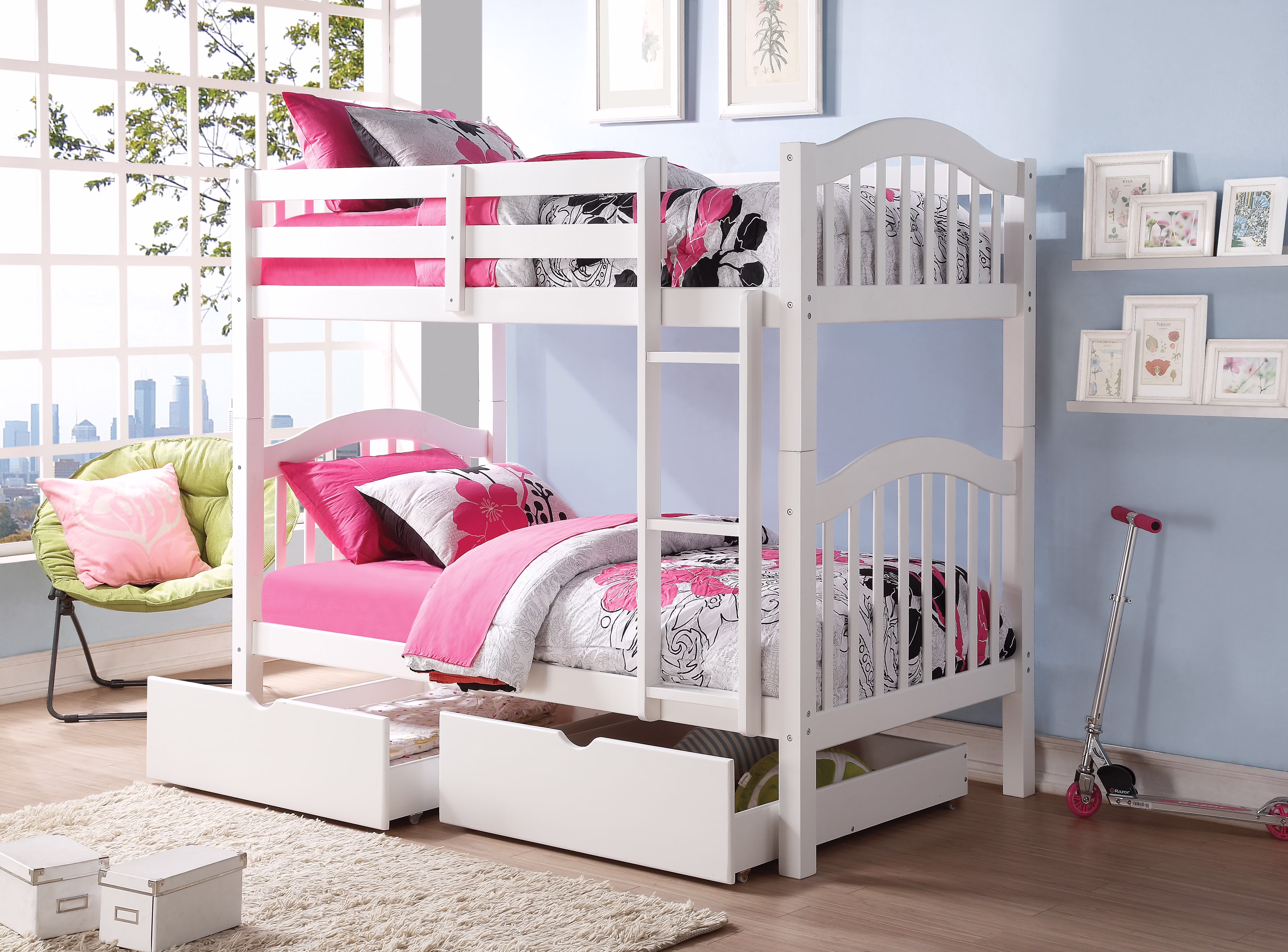 ACME Heartland Twin Twin Wooden Bunk Bed in White