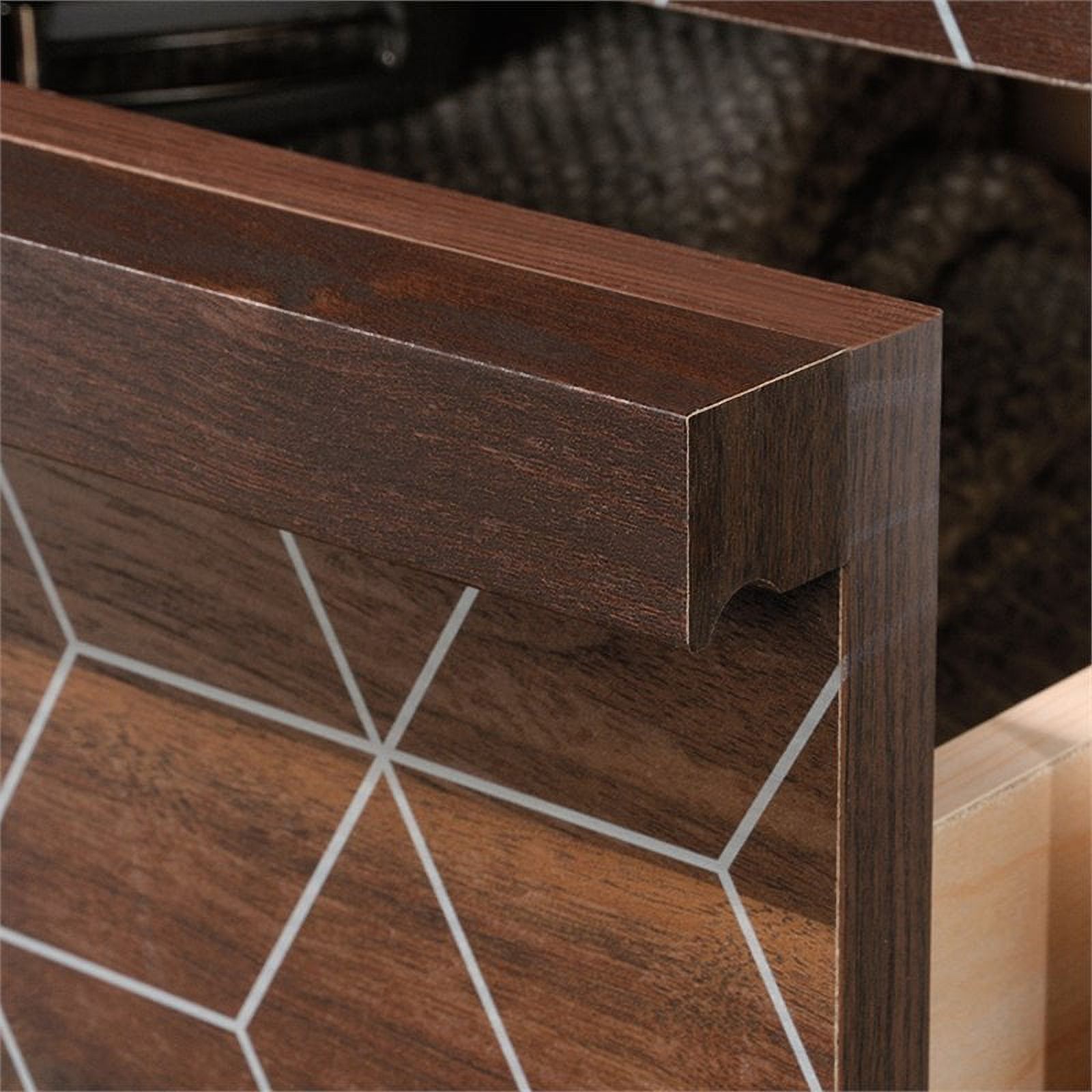 Pemberly Row 4-Drawer Engineered Wood Chest in Soft White/Grand Walnut