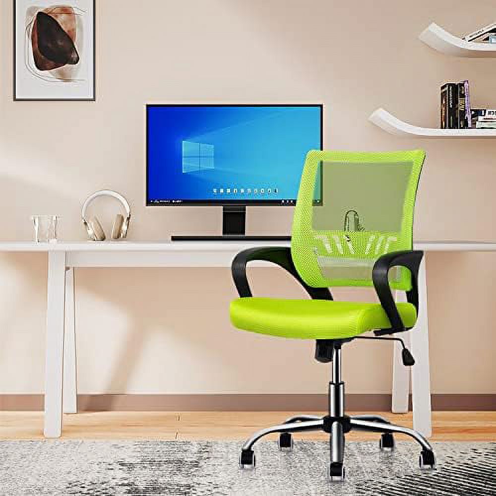 Home Office Chair, Back Mesh Ergonomic Rolling Swivel Chair with Lumbar Support and Wheels for Adults, Adjustable Height/Tilt, Green