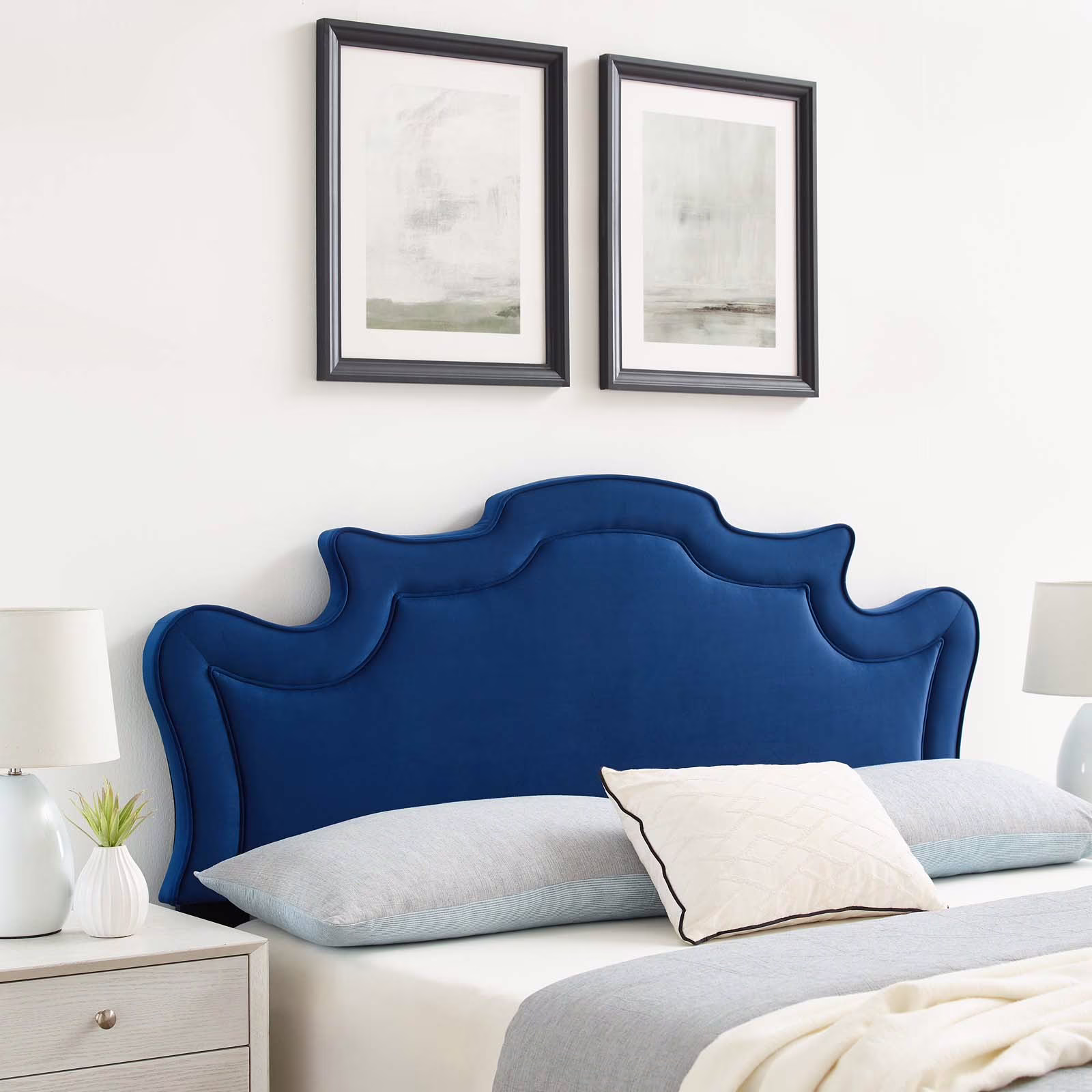 Modway Evangeline Performance Velvet King/California King Headboard in Navy