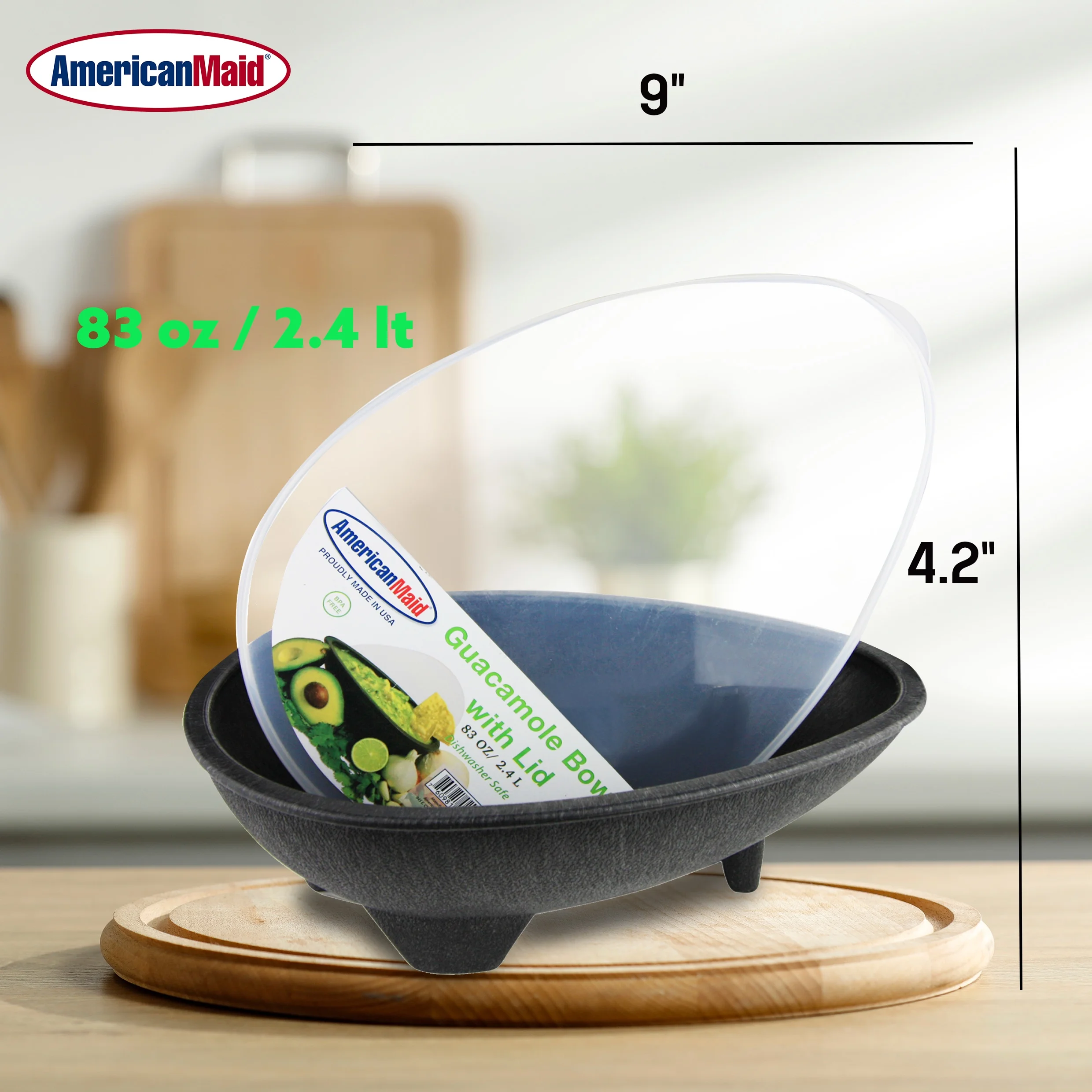 American Maid 83oz Guacamole Bowl, Pack 2, Black