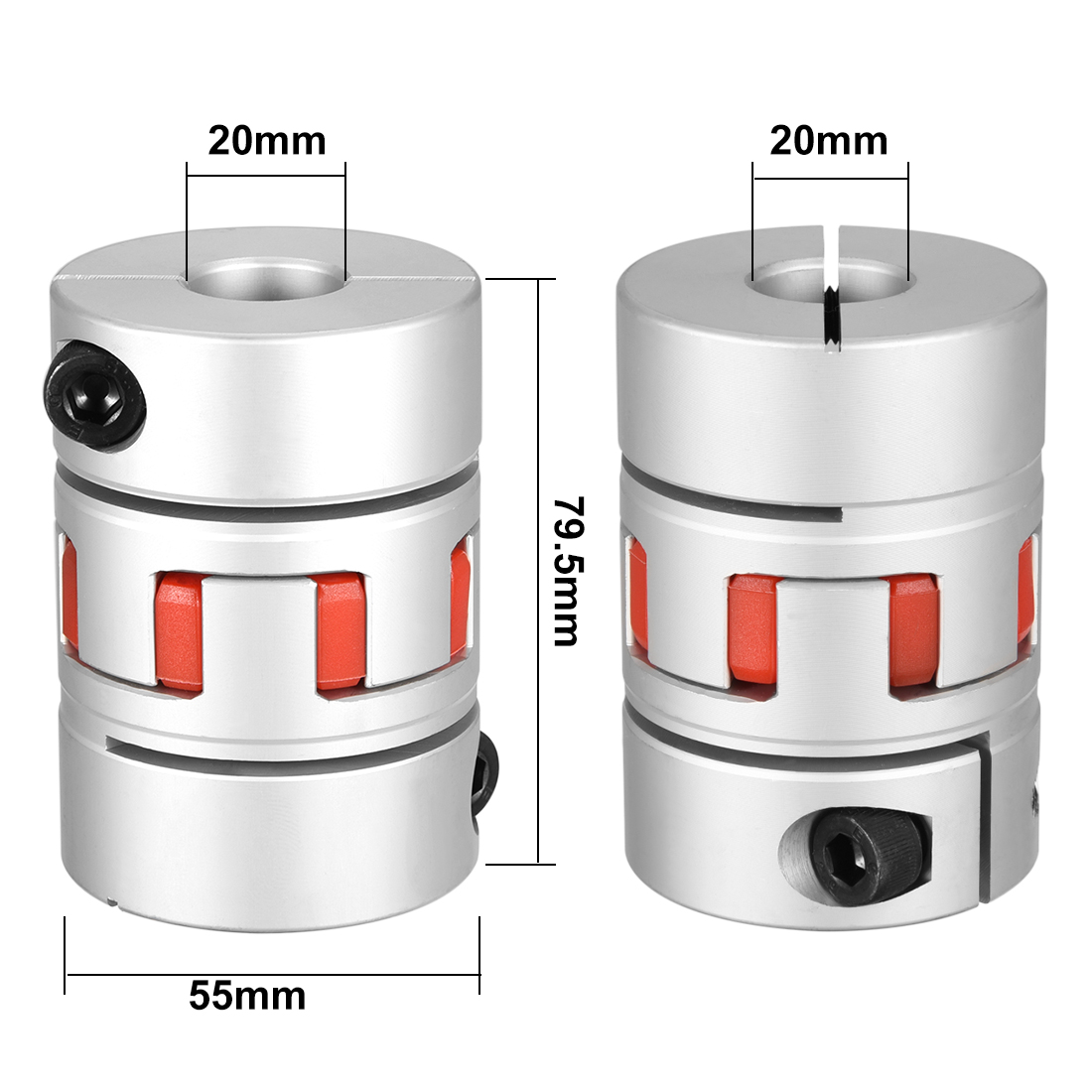 Shaft Coupling 20mm to 20mm Bore L79.5xD55 Flexible Coupler Joint