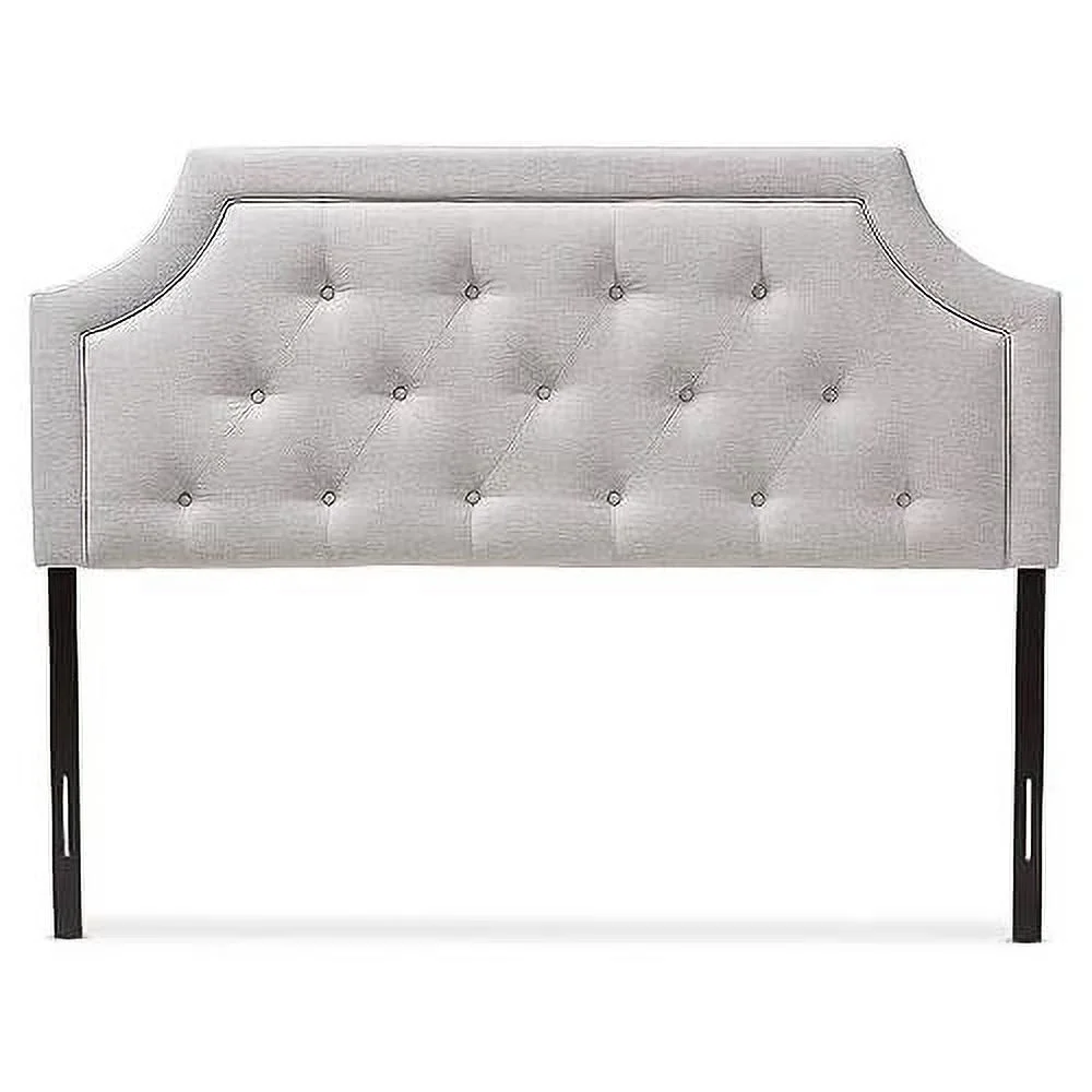 Modern And Contemporary Greyish Beige Fabric Full Size Headboard