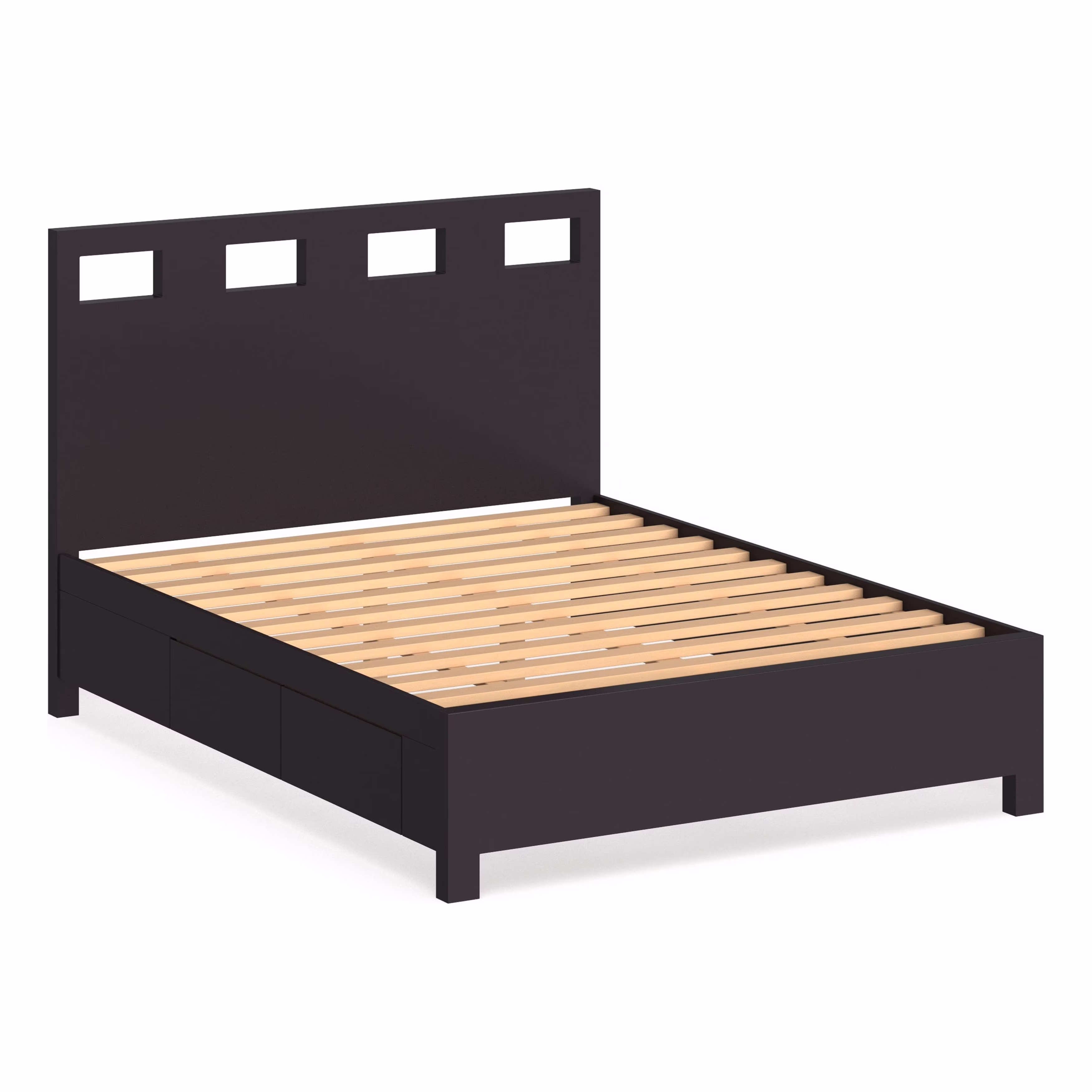 Domusindo Rectangular Cutout Platform Storage Bed in Espresso California King