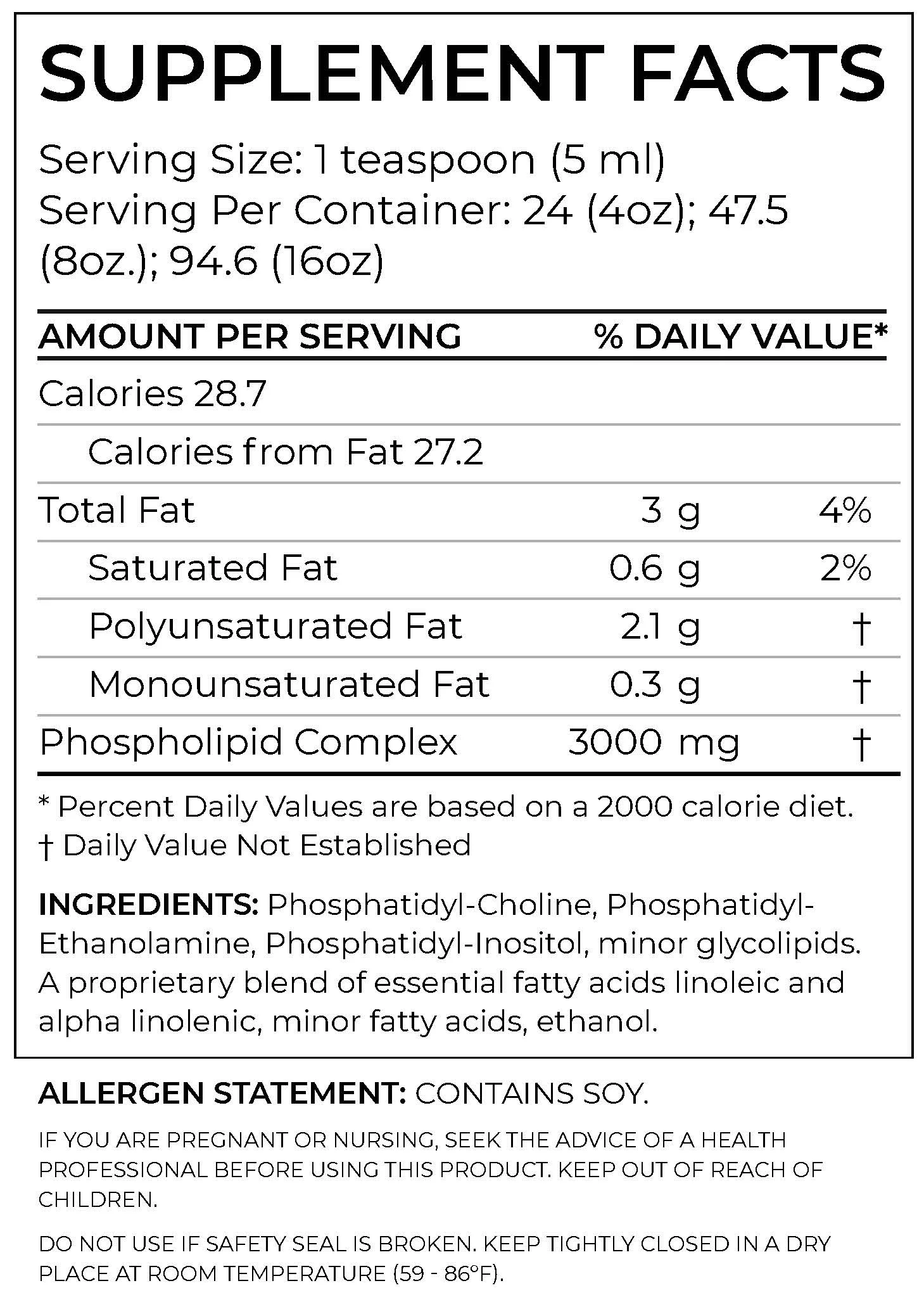 BodyBio - PC Brain Supplement 8 fl. oz. Phosphatidylcholine