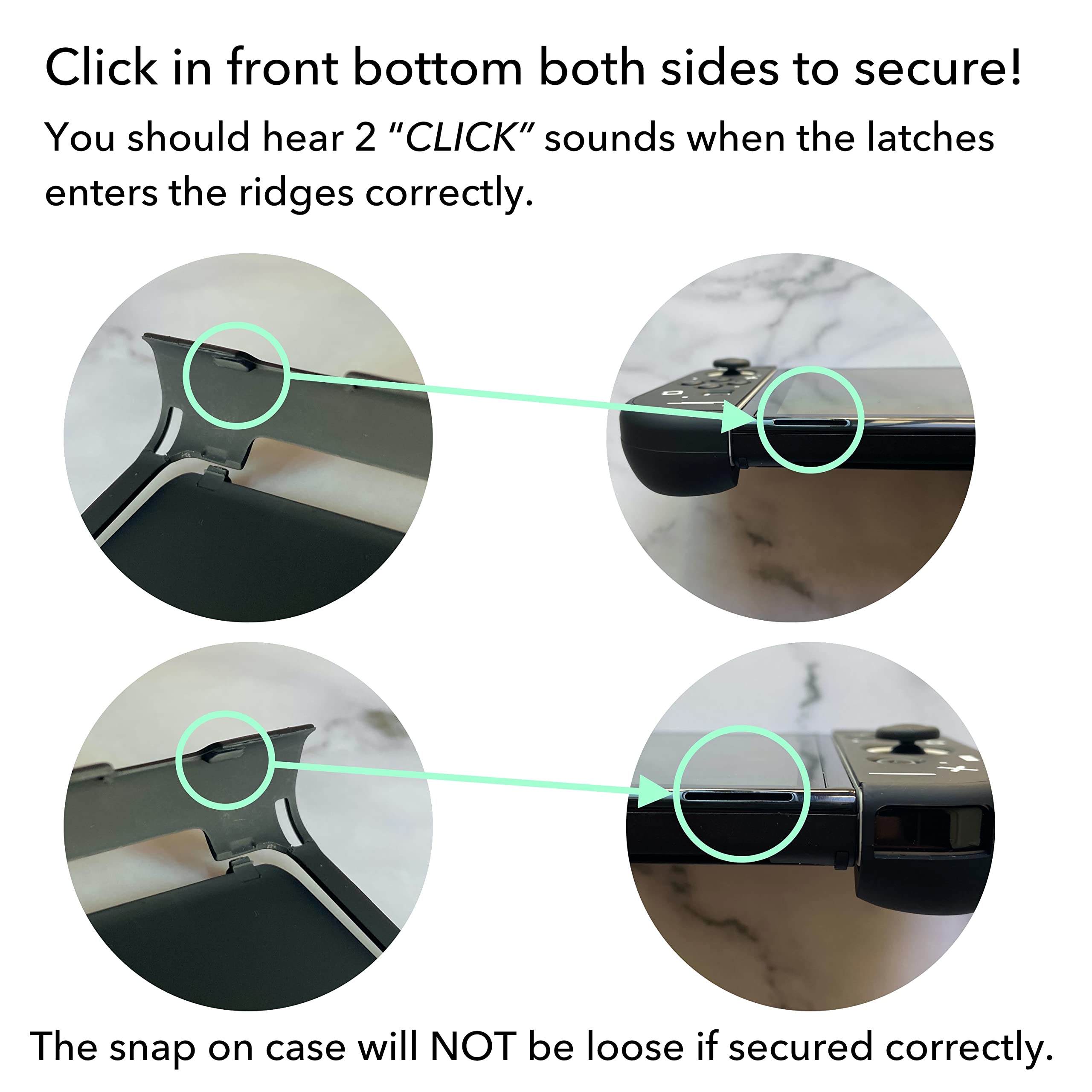 BelugaDesign Game Over Switch Case | Dockable Kickstand Retro Arcade Space Black Hard Protective Cover | Snap on Cover Shell Compatible with Nintendo Switch OLED (Switch OLED, Black)