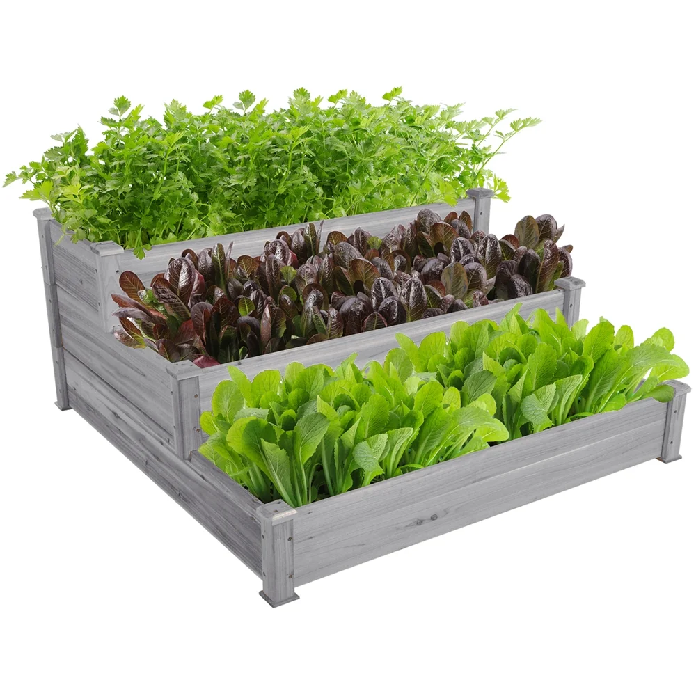 Yaheetech 3 Tier Raised Garden Bed Elevated Planter,Gray