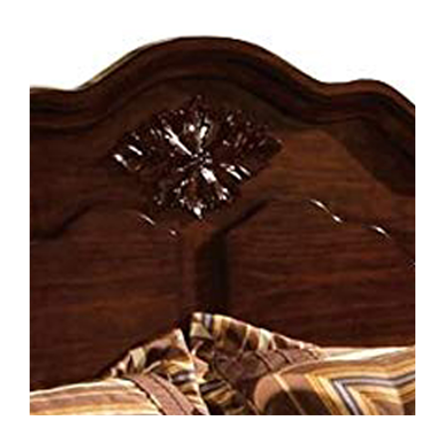 Benjara Scalloped Design Eastern King Bed with Turned Side Posts, Brown