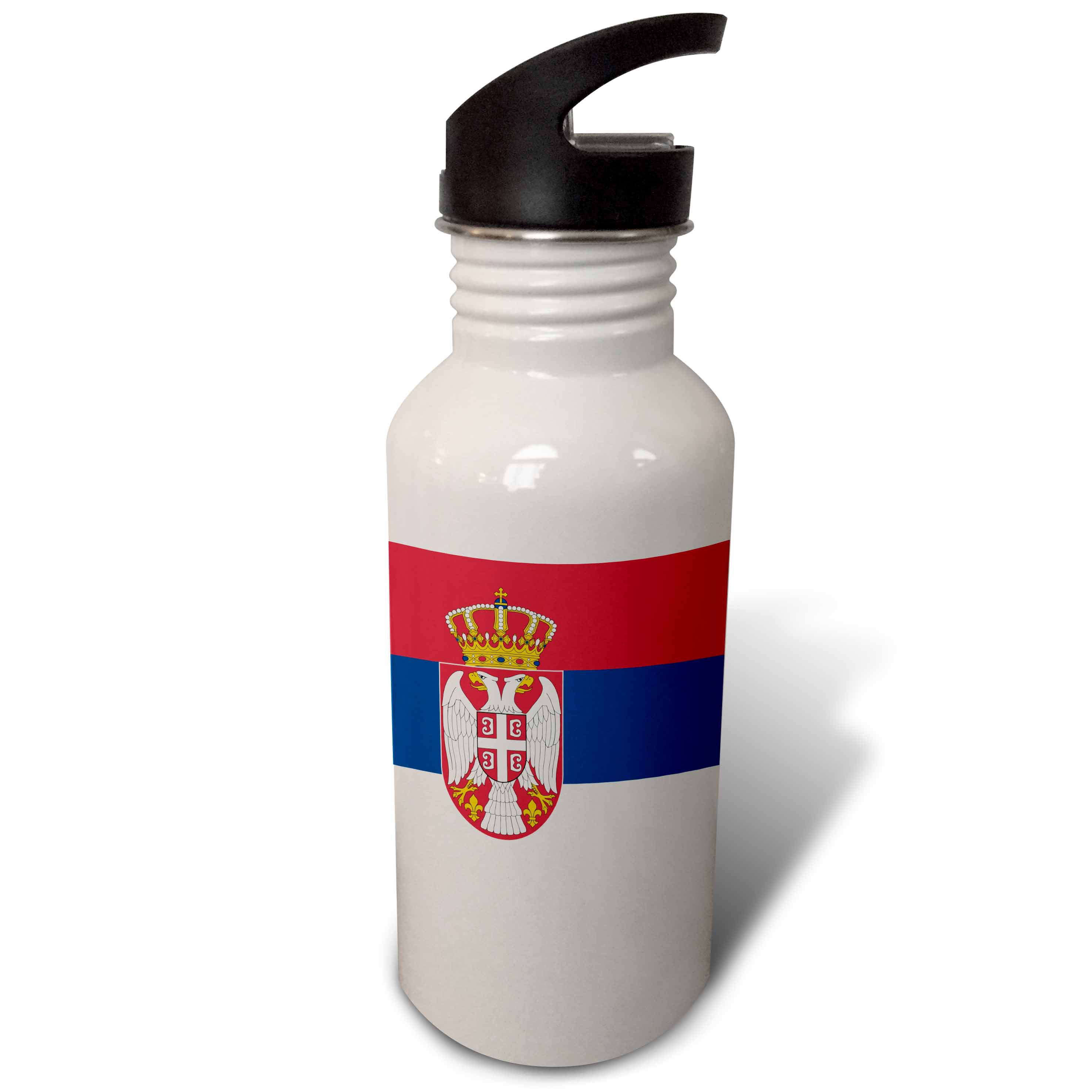 Flag of Serbia Serbian red blue white Trobojka stripes coat of arms double-headed eagle crown sheild 21 oz Sports Water Bottle wb-158425-1