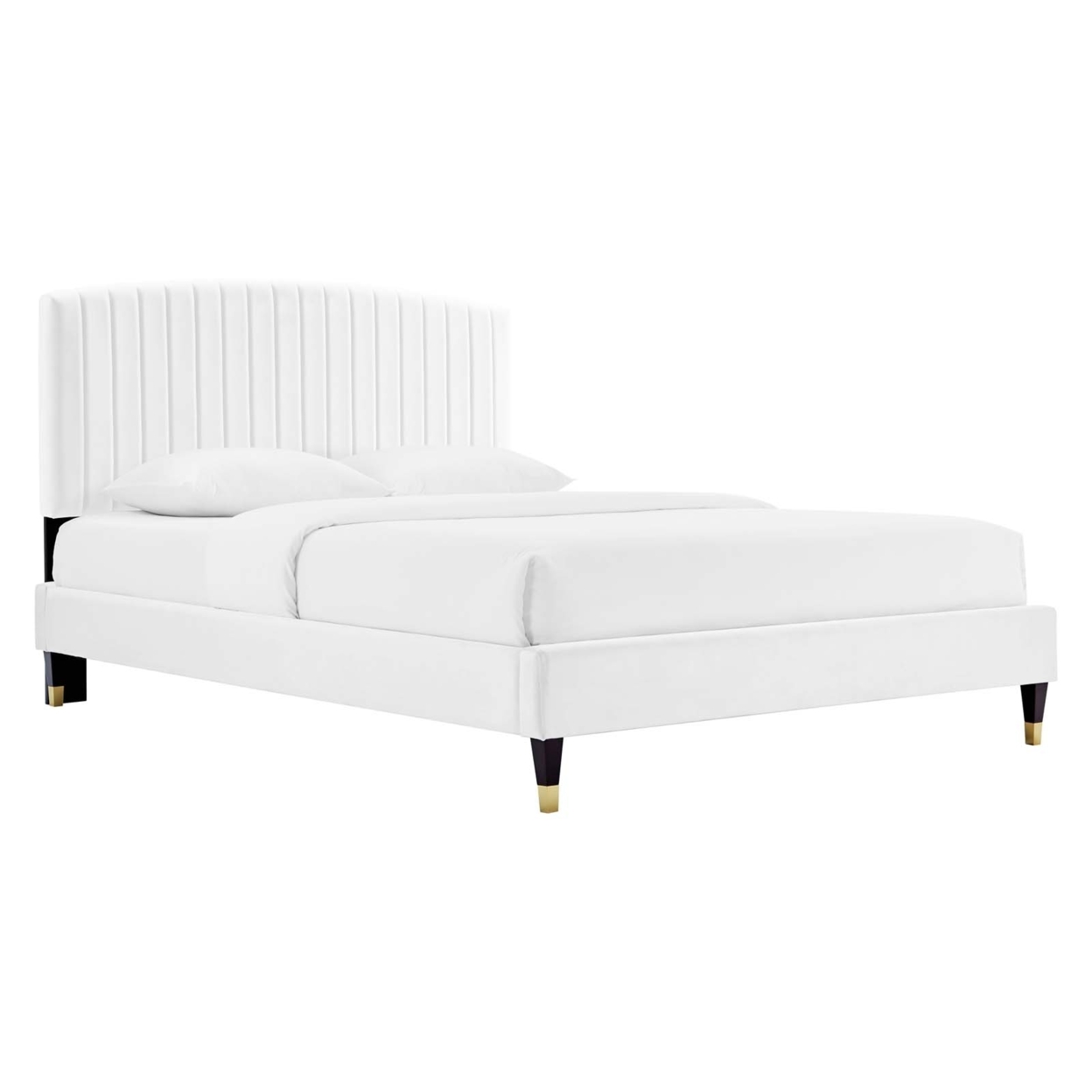 Modway Alessi Modern Performance Velvet Queen Platform Bed in White
