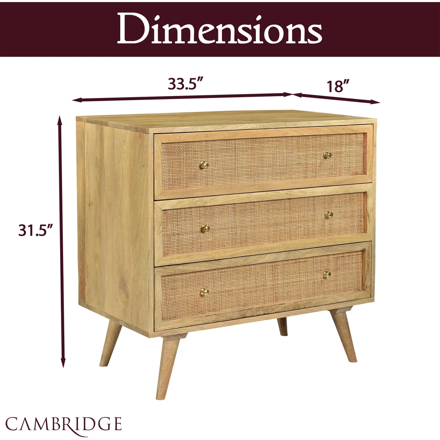 Cambridge Parkview 3-Drawer Mango Wood Chest