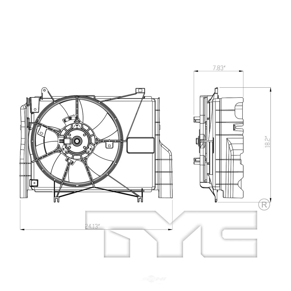 TYC 624090 Dual Radiator And Condenser Fan Assembly Fits select: 2016-2020 CHEVROLET MALIBU