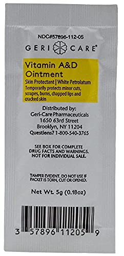 GeriCare Vitamin A&D Ointment | Skin Protectant | 5 Grams (144 Packets)
