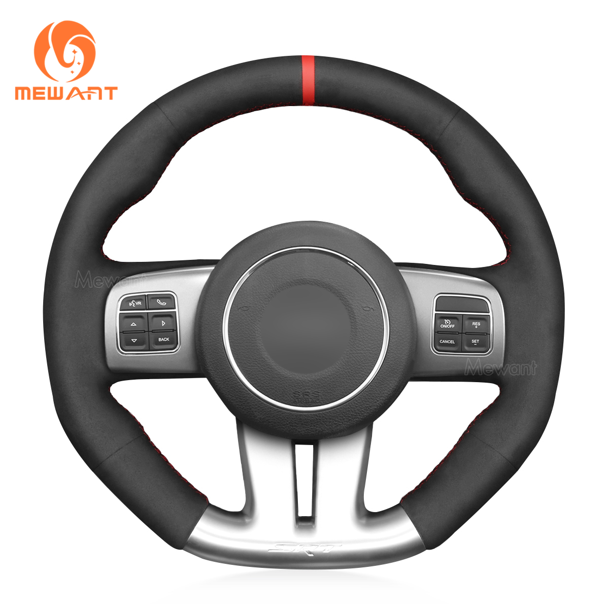 Mewant Handsewing Car Steering Wheel Cover for Dodge Challenger (SRT) Charger (SRT) / for Jeep Grand Cherokee (SRT)