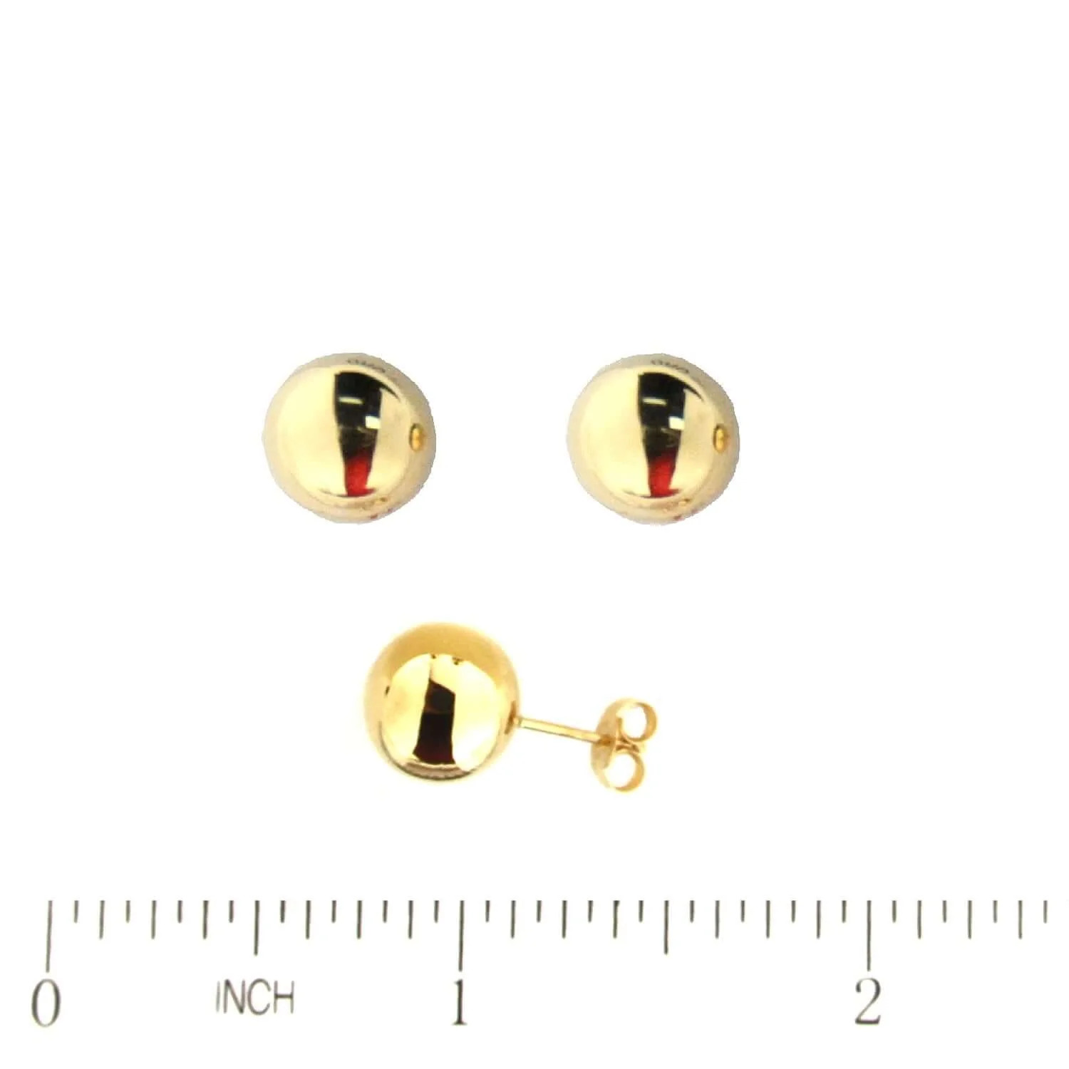 18k Solid Yellow Gold 10mm Ball Post Earrings