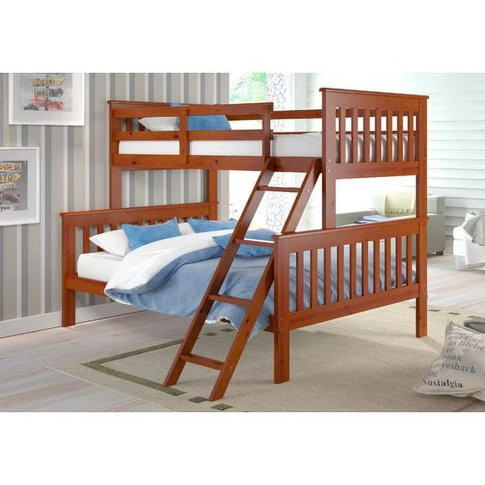Pivot Direct PD-122-2CP-TF Twin & Full Size Mission Bunk Bed with Tilt Ladder - Dark Cappuccino