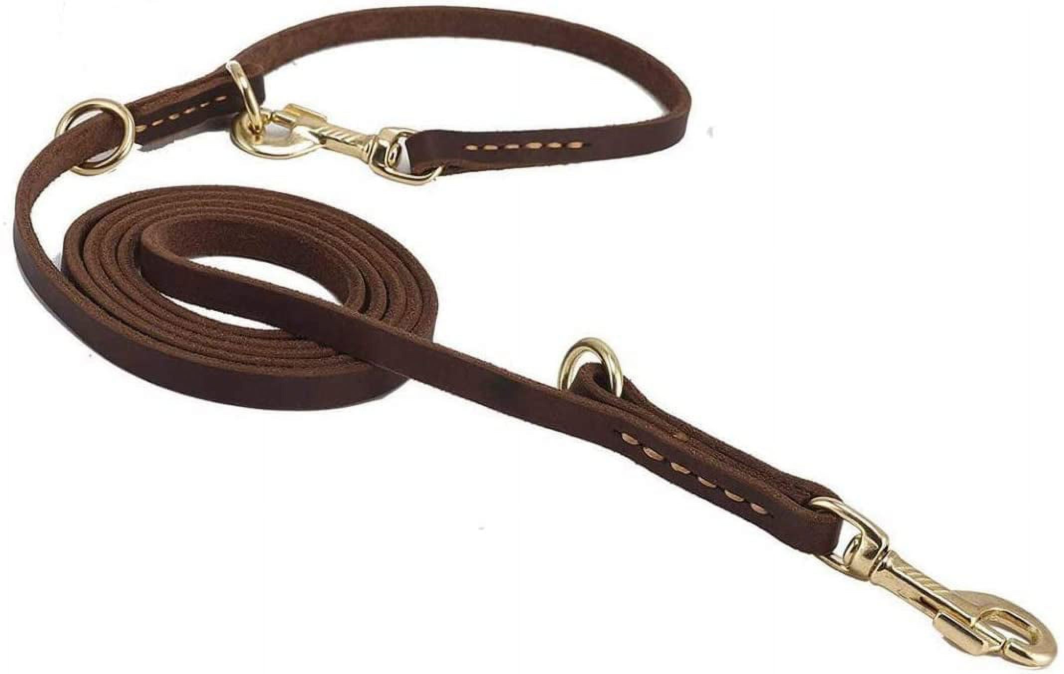 Durable and Versatile 7.5ft Leather Dog Leash, Leather Leash Hands Free Leash Dog Training Leash for Small, Medium and Large Dogs