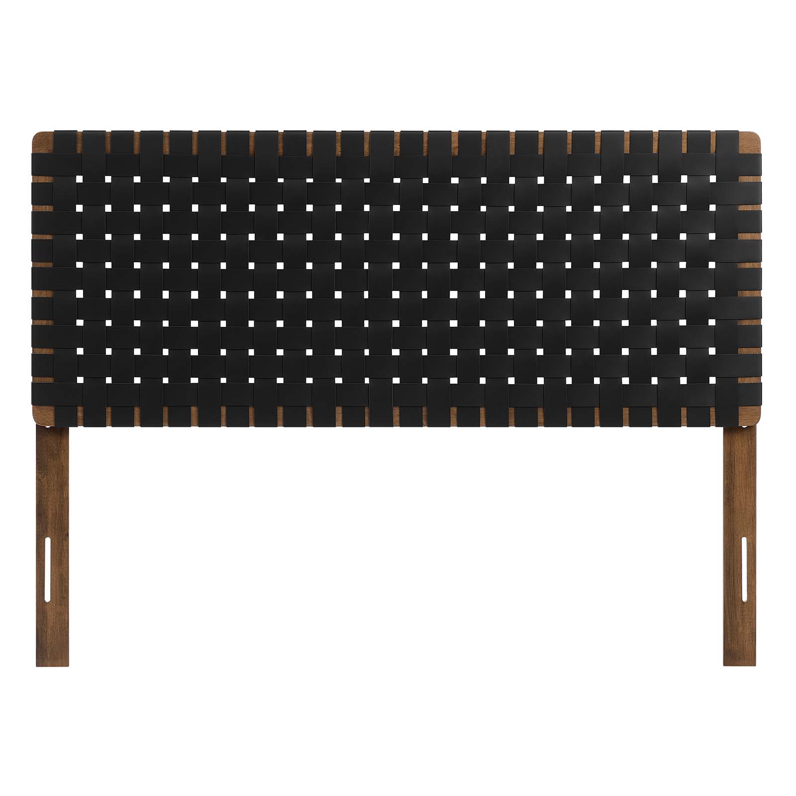 Modway Sparta Weave Full Vegan Leather Headboard in Walnut Black