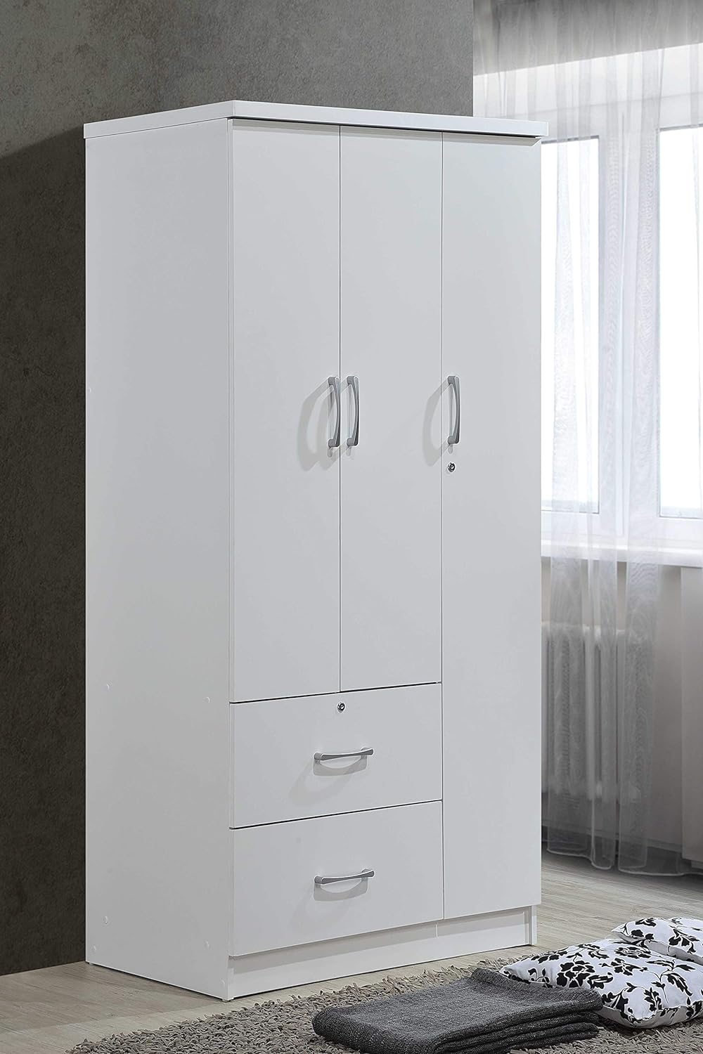 2-Drawers, 3-Shelves In White Bedroom Armoires, 21