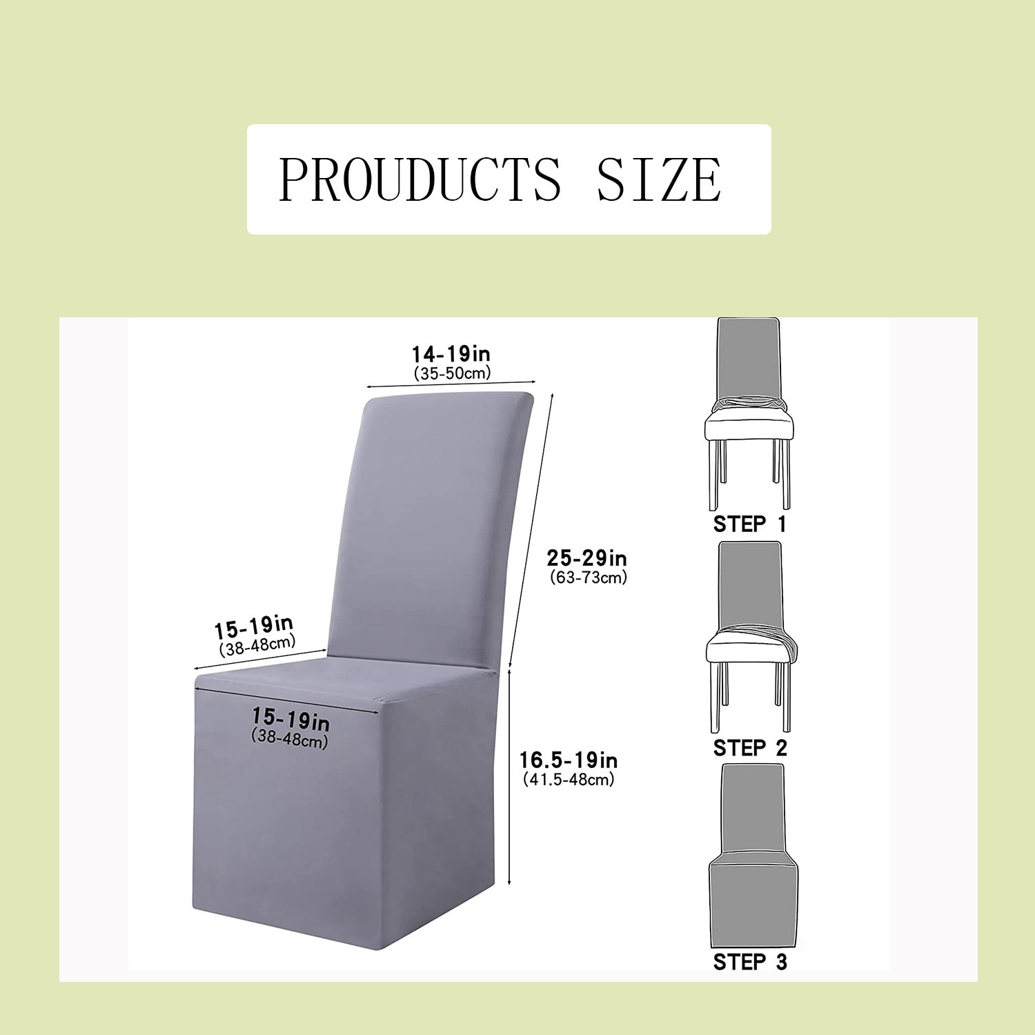 Waterproof Long Dining Chair Covers, Soft Stretch Dining Chair Slipcovers, Full Length Fit High Back Chair Covers for Dining Room Set of 4