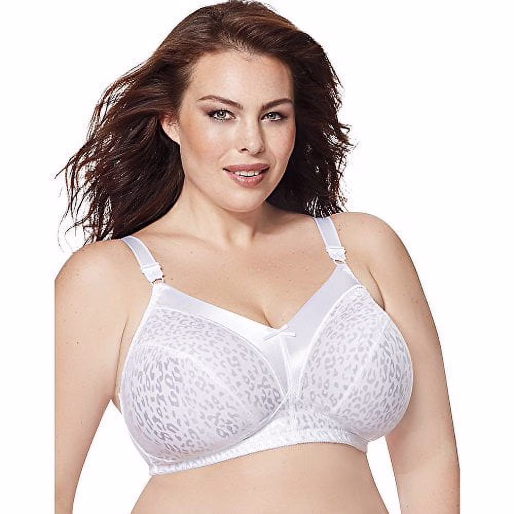 Just My Size Women`s Satin Comfort Bra,1960,46DDD,White (Pack of 2) 2 White