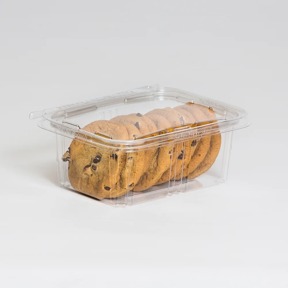 Inline Plastics Safe-T-Fresh 32 oz. Clear Polyethylene Tamper Resistant Hinged Square Food Container | 200/Case