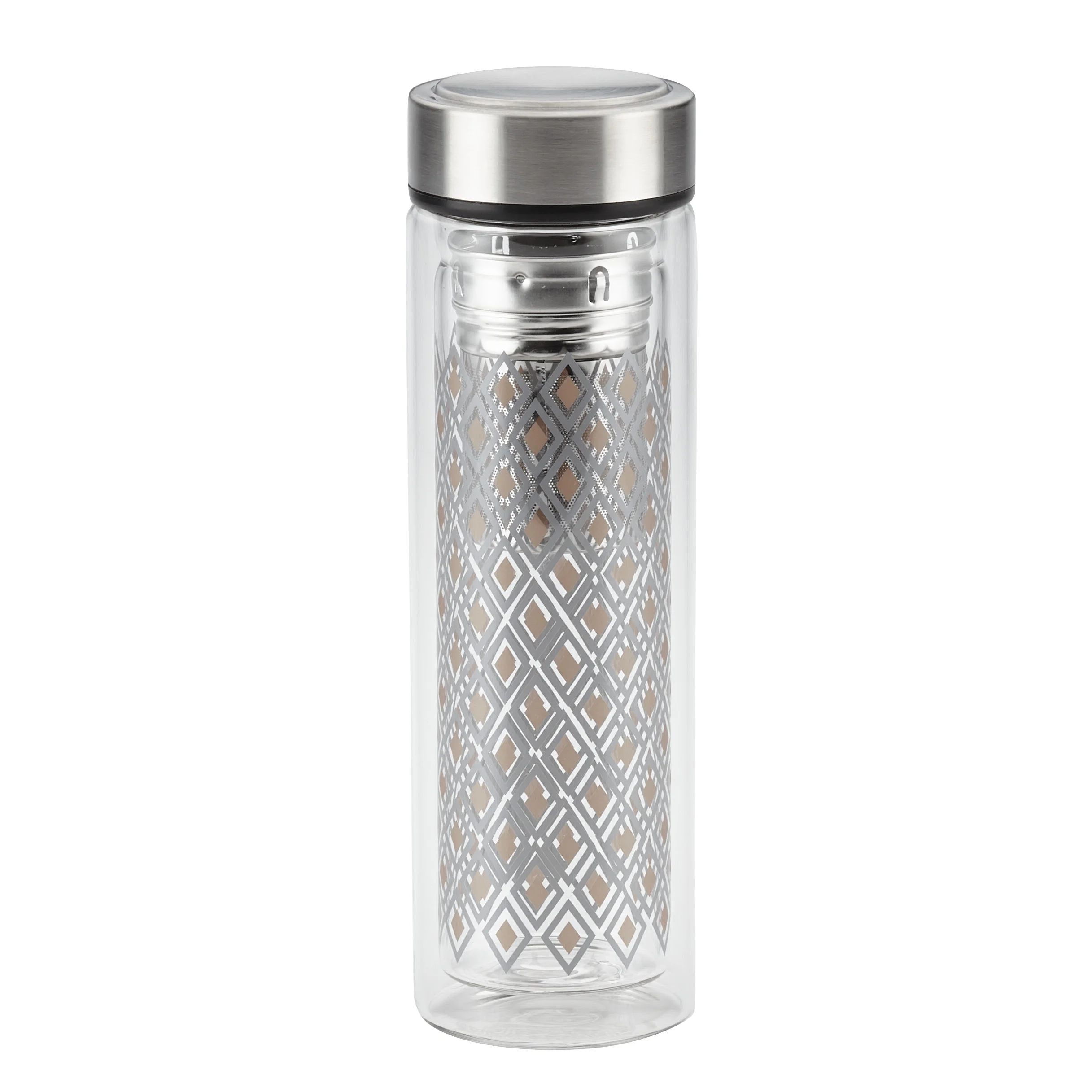 Ayesha Curry Infuser Water Bottle, 14-Ounce, Diamond with Copper and Silver