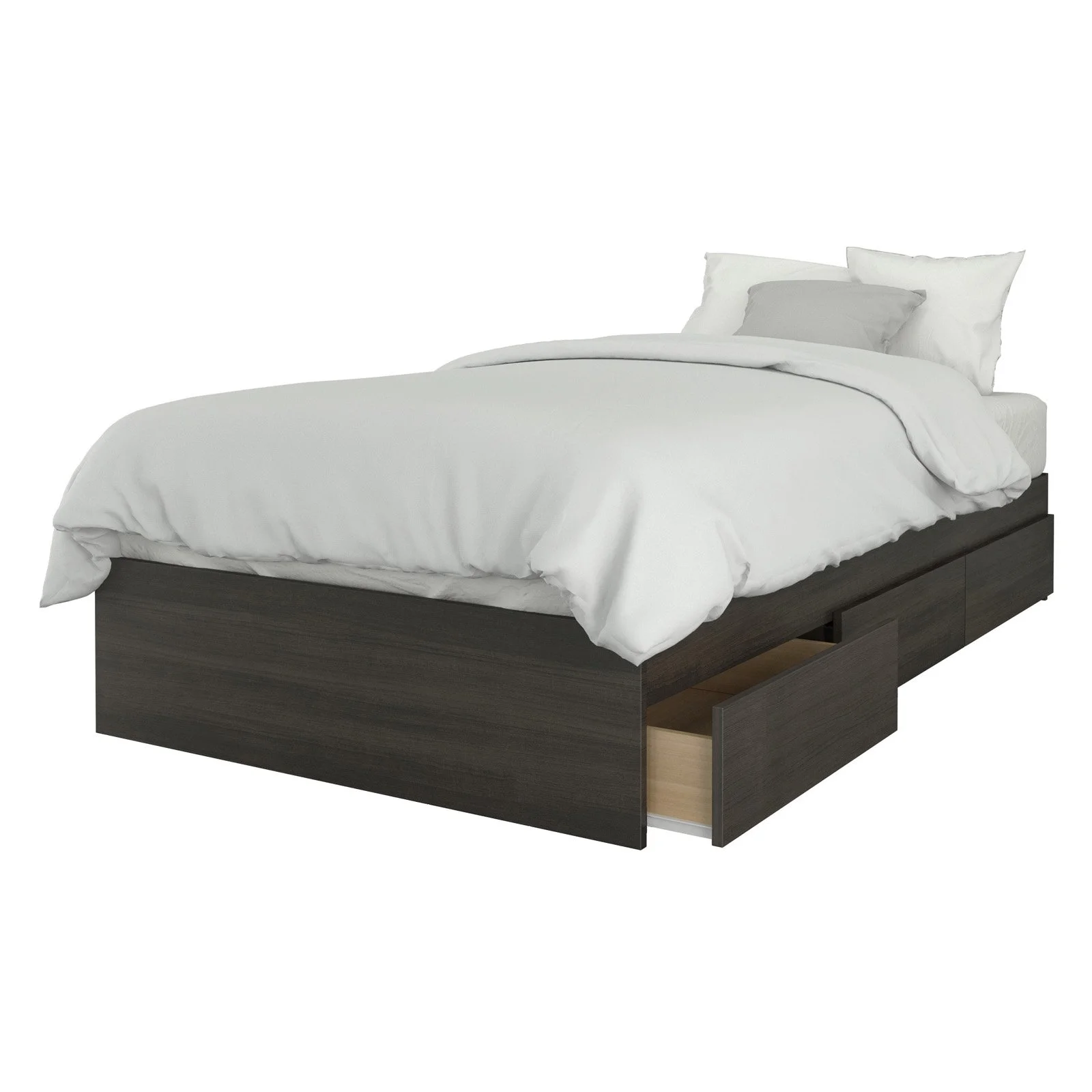 Nexera Queen Bed with Headboard Set #402009, Ebony-Finish:Ebony
