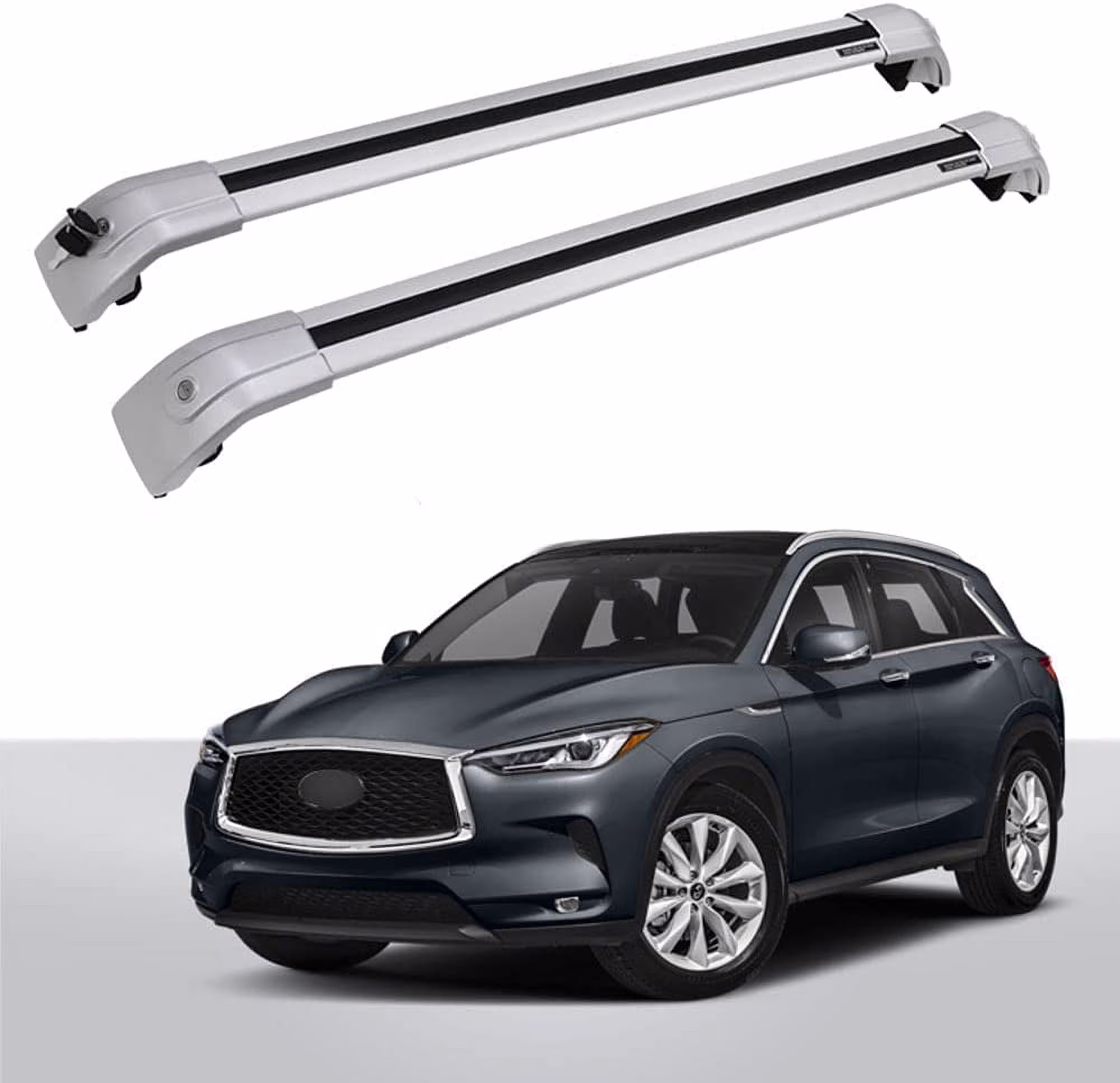 NIXFACE Cross Bars Roof Rack Fit for Infiniti QX30 2017-2022 Lockable Crossbars Carrier Cargo Bar Accessories (with Flush Side Rails)