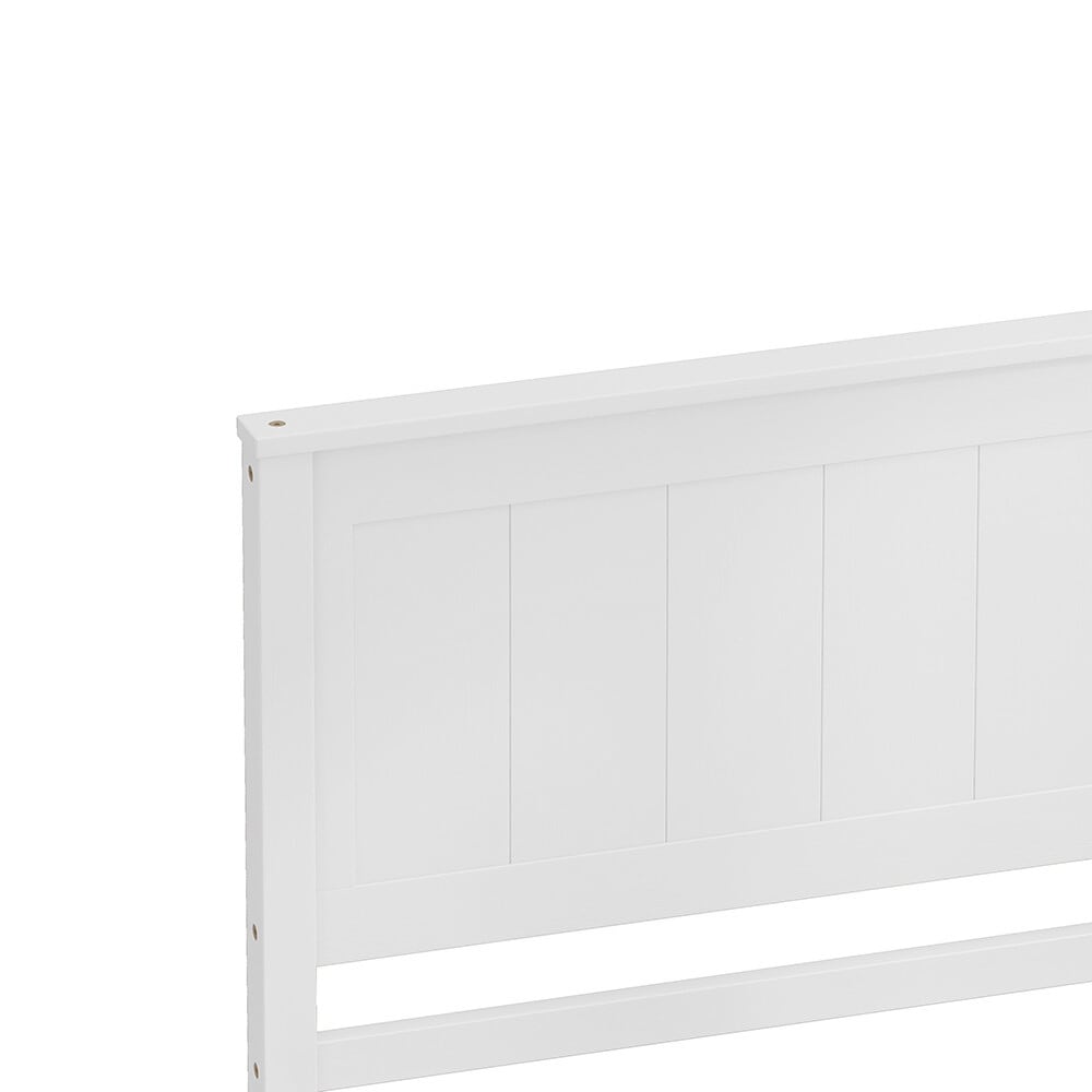 Platform Bed Frame with Headboard , Wood Slat Support , No Box Spring Needed ,Queen White