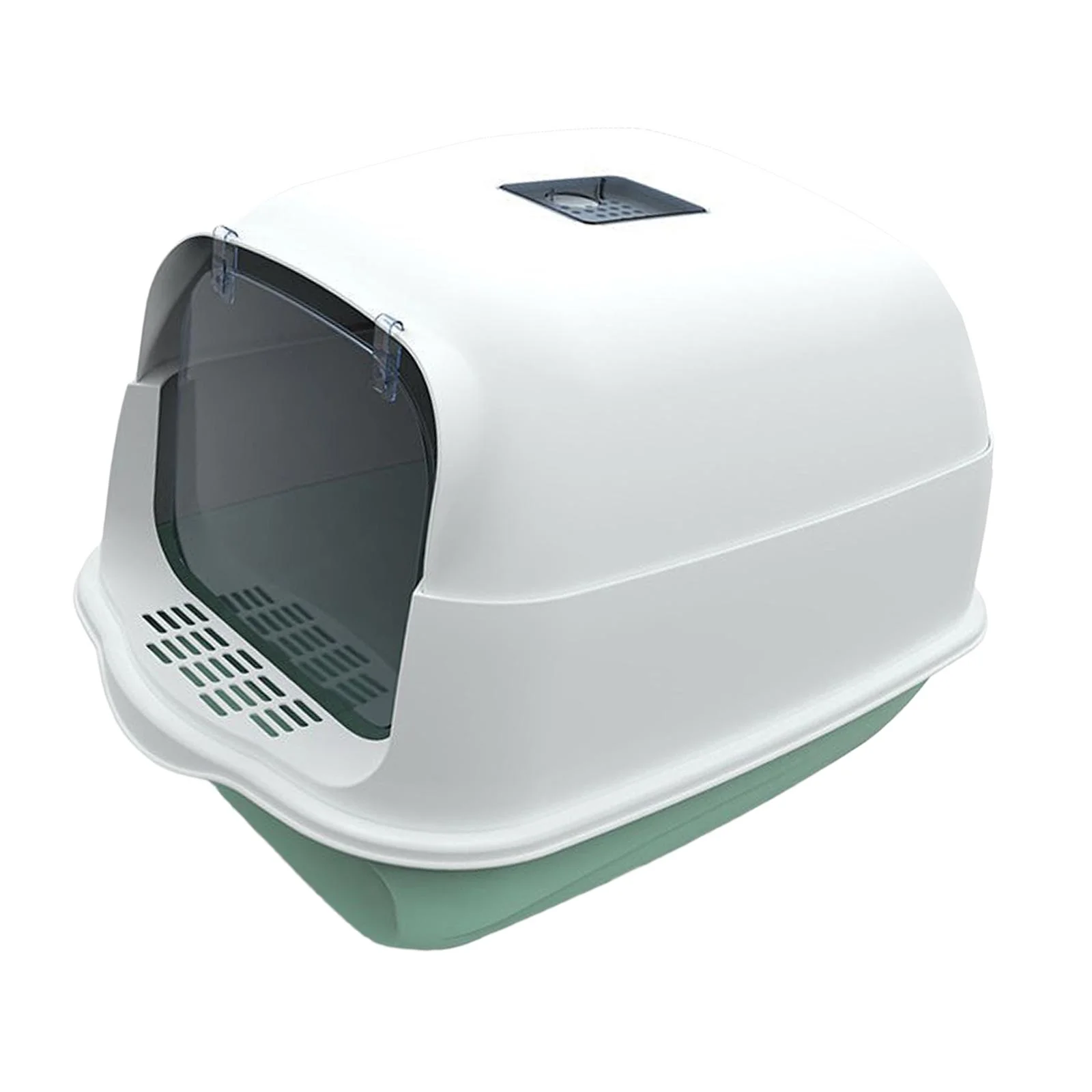 Cat Fully Enclosed Easy to Clean Prevent Smell Anti Splashing Waterproof Litter Pan Reusable Toilet Pet Supplies Cat Toilet Green Bottom