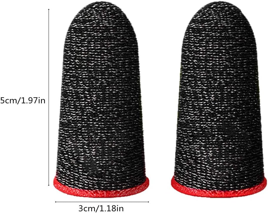 1Pair Conductive Fiber Finger Sleeve Non-slip Breathable Finger Gaming Gloves for -iPhone/An-droid/iOS Mobile Phone/Tablet