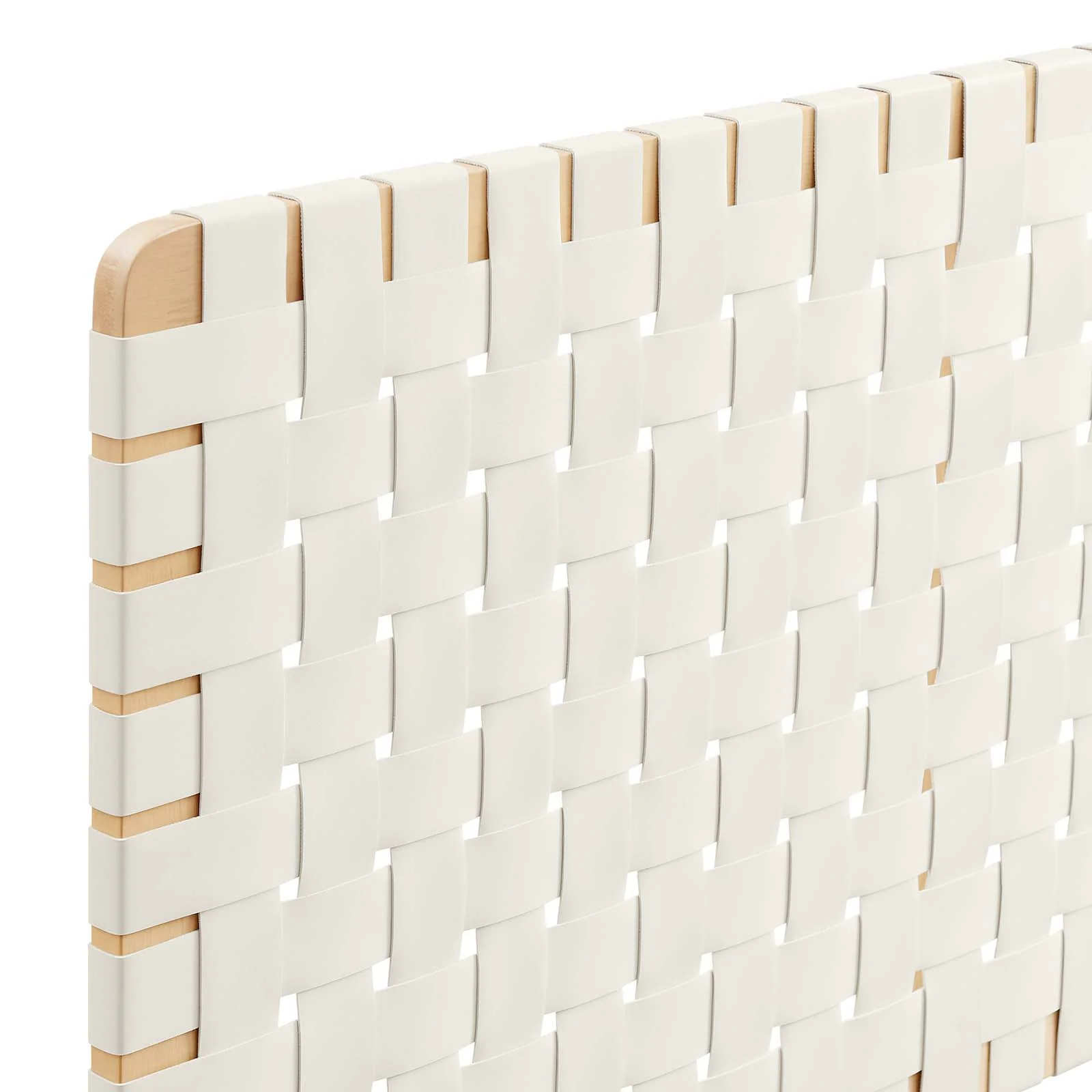 Modway Sparta Weave Wall-Mount Queen Vegan Leather Headboard in Natural Beige