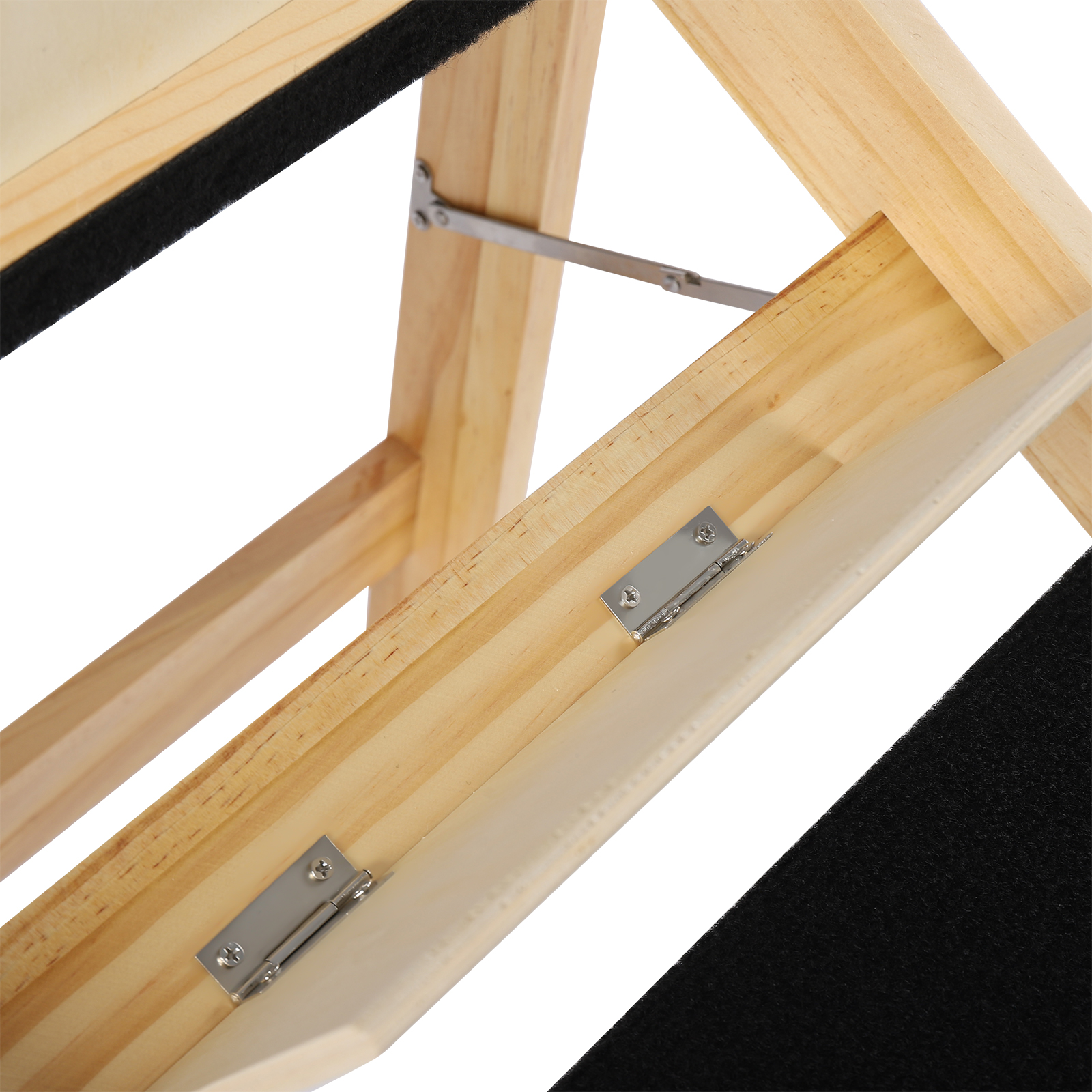 Oukaning Pet Stairs 2-in-1 Dog Ramp Cat Dog Stairs Foldable Pine Wood Natural + Black