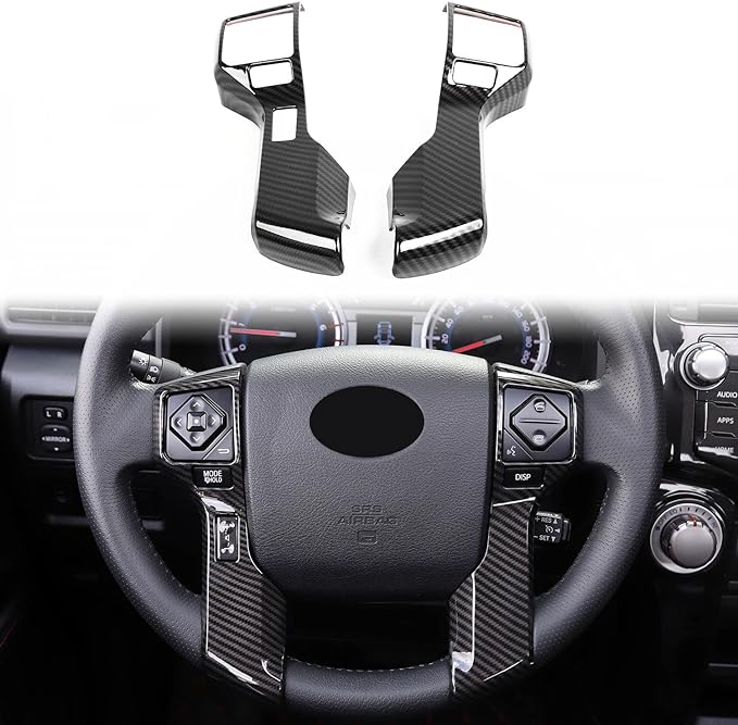 Tocatus Steering Wheel Cover Trim for 2014-2022 Toyota 4Runner SUV Tacoma Tundra, ABS Carbon Fiber 2PCS (5 Holes)