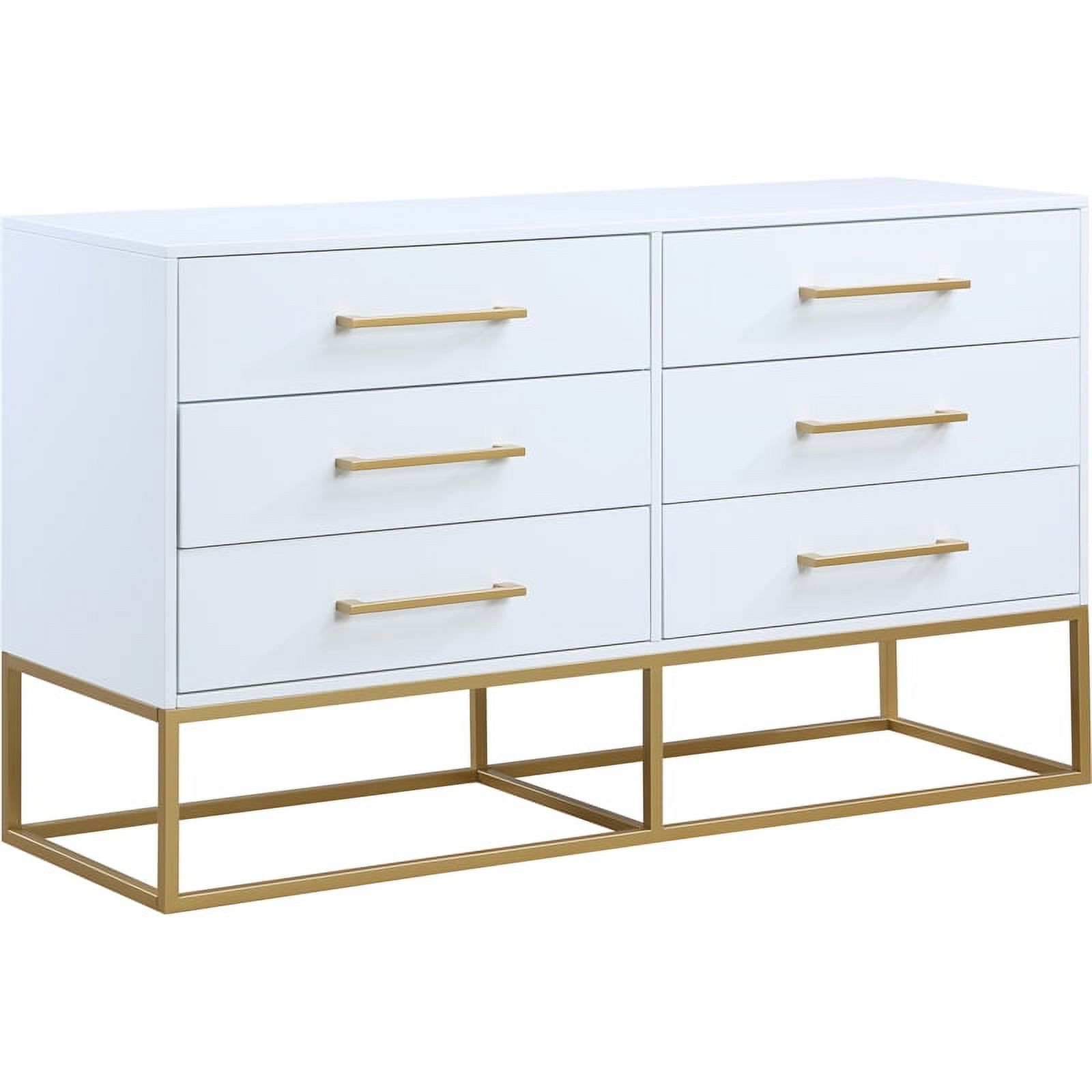 Maklaine Contemporary Metal 32.5''H x 56''W x 18''D Dresser in Rich White Finish