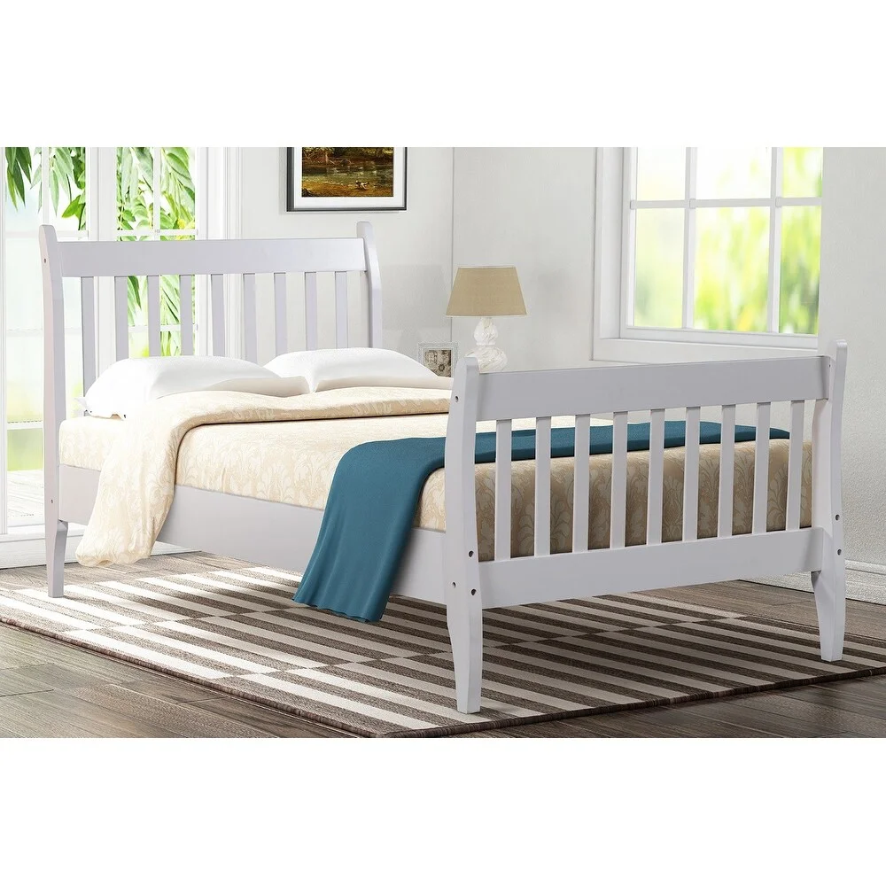 Nestfair Modern Farmhouse Style Pine Wood Twin Size Bed White