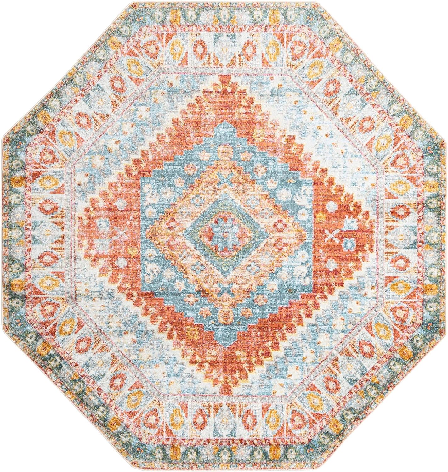 Paragon Collection Rug – 8 Ft Octagon Salmon Medium-Pile Rug Perfect For Living Rooms, Kitchens, Entryways