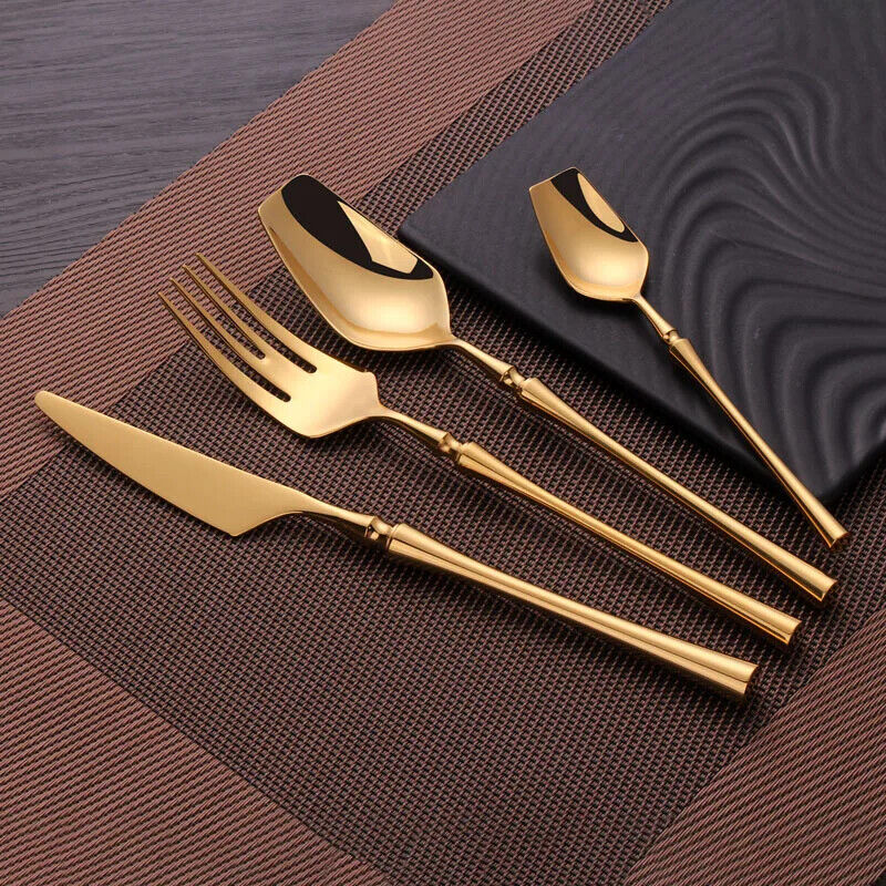 Stainless Steel Cutlery Set Gold Dinnerware Set Food Tableware Dinnerwares