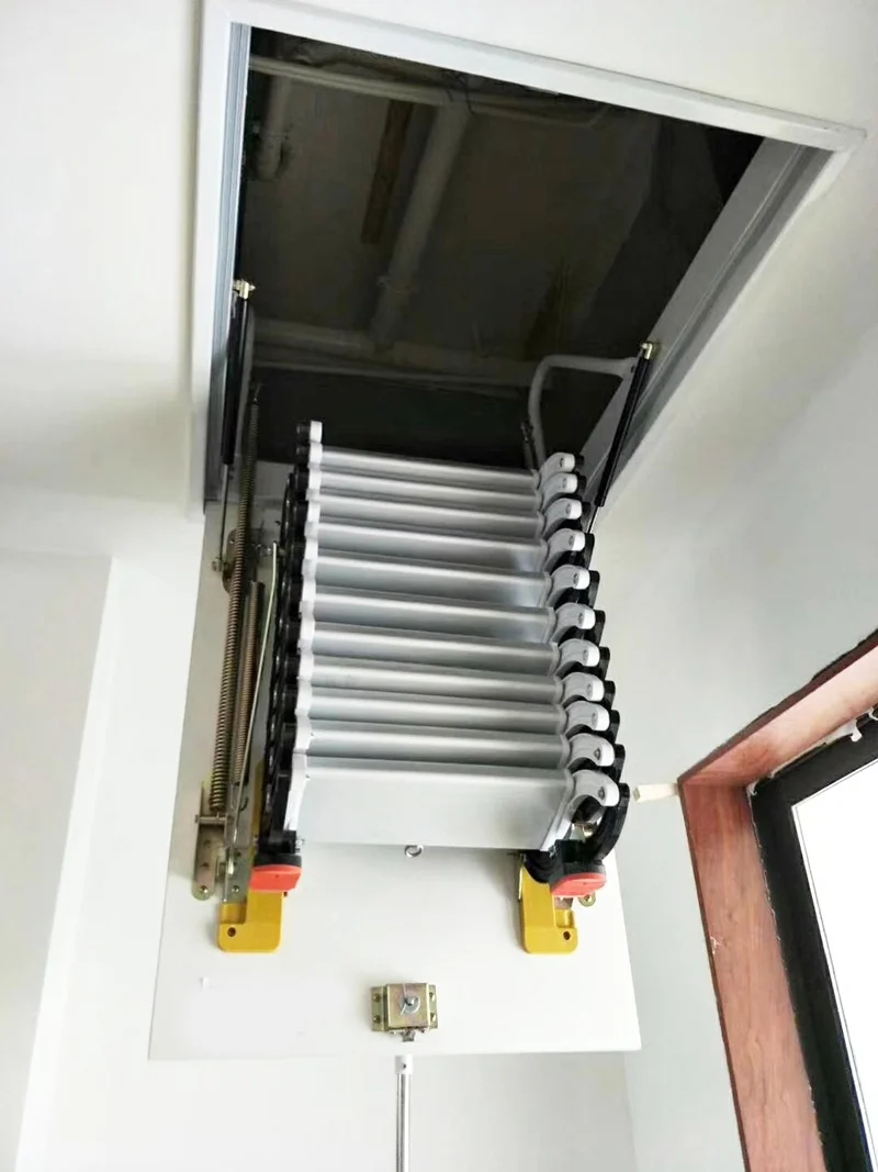 Techtongda Heavy Duty Steel Metal Loft Wall Ladder Stairs Attic Folding Ladder Carbon Steel at Black-White 27.6 x 47.2inch