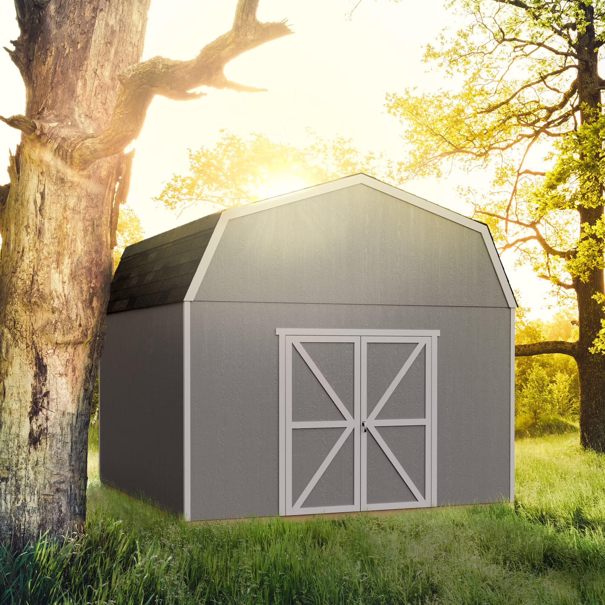 Handy Home Products Hudson 12 ft. x 12 ft. Wood Storage Shed