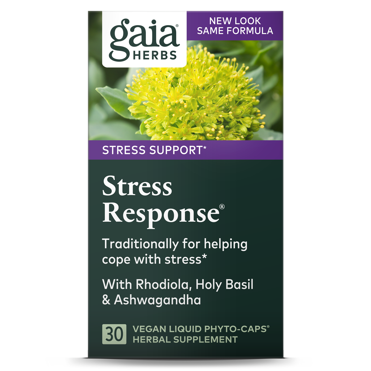Stress Response with Rhodiola, Ashwagandha Holy Basil (30 Vegetarian Liquid Capsules)