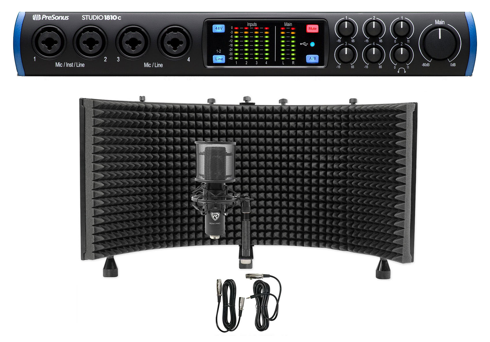 Presonus STUDIO 1810C 18x8 USB-C Audio Recording Interface +Mic and Vocal Shield