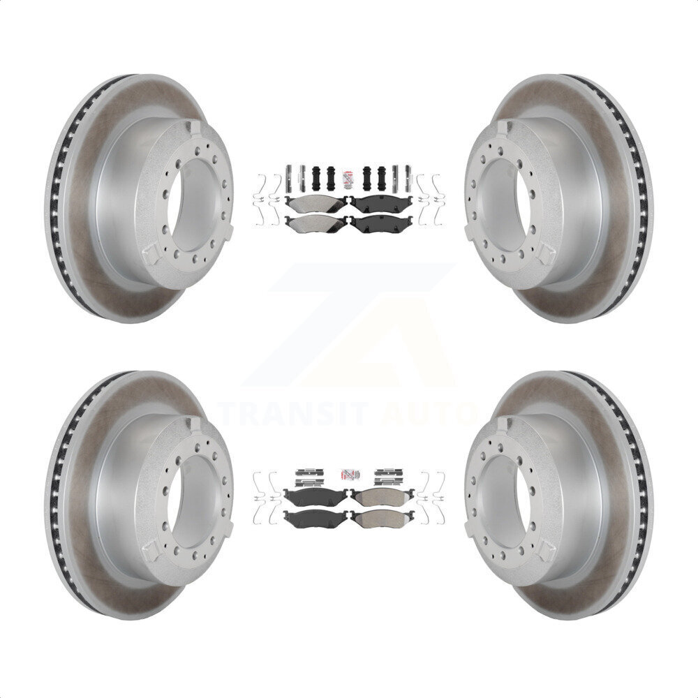 Transit Auto - Front Rear Semi-Metallic Pads And Coated Disc Brake Rotors Kit For International IC Corporation TerraStar AE School Bus AC Commercial KGA-105746